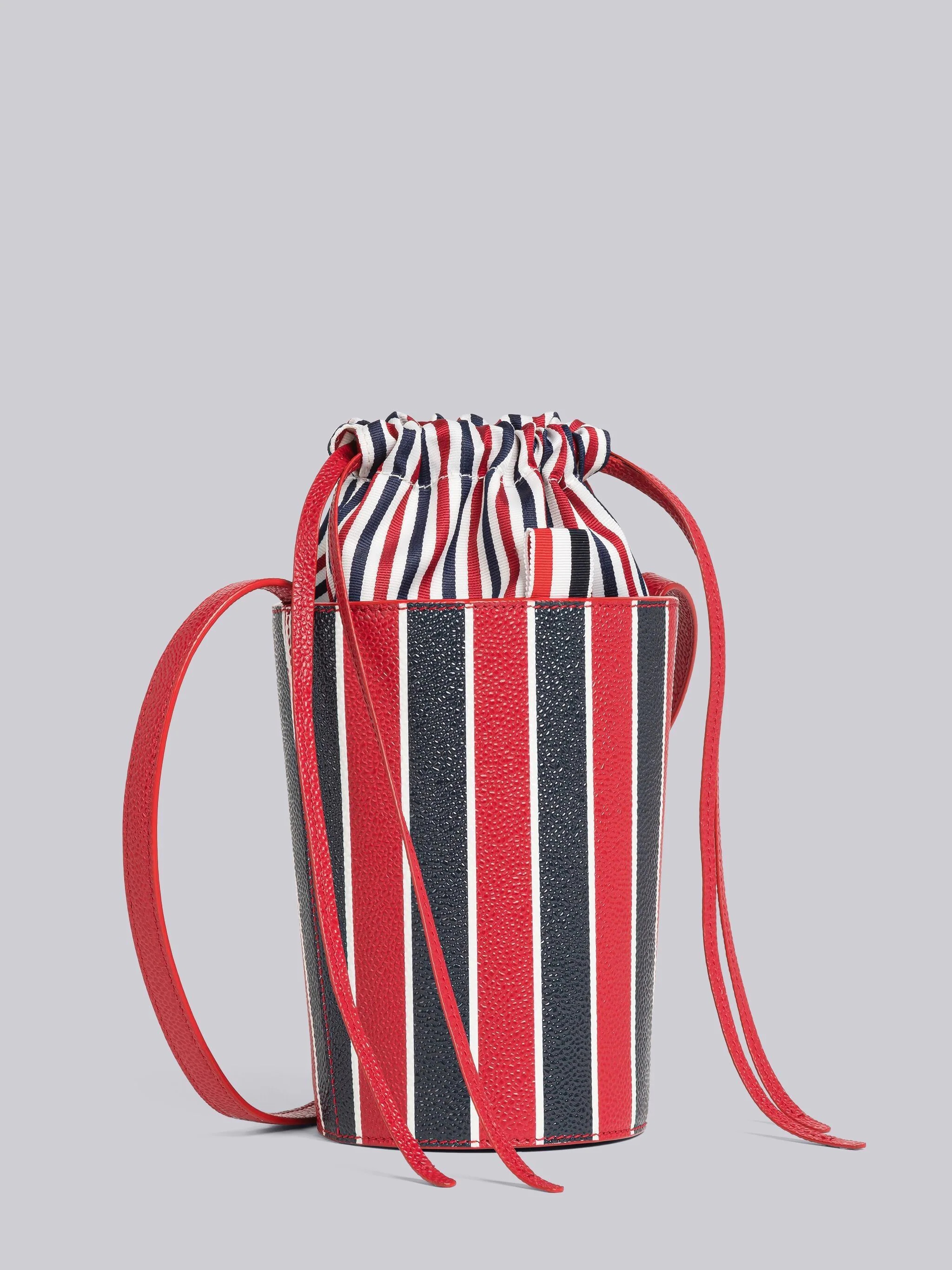 Stripe Pebble Grain Crossbody Mini Bucket Bag - 3