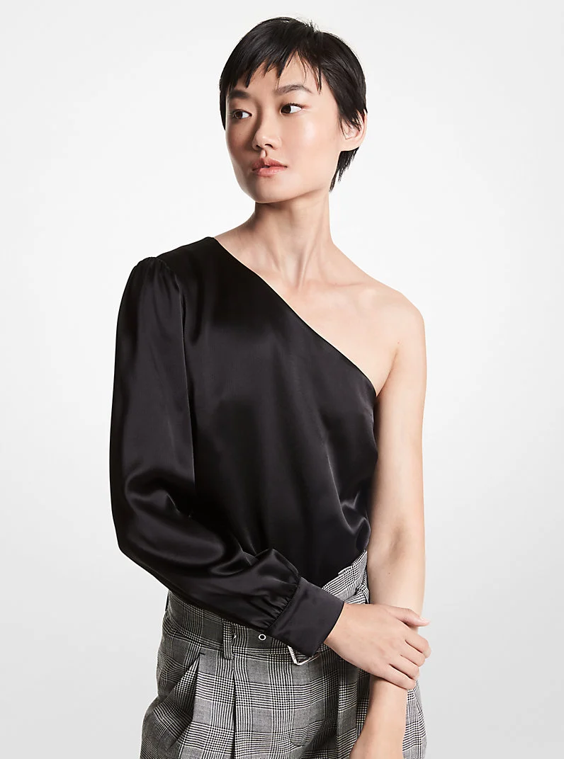 Satin One-Shoulder Top - 1