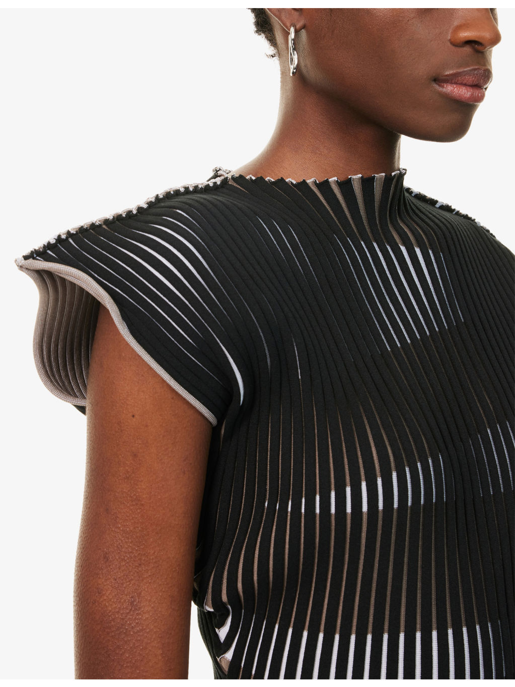 Stripe Plating Knitted Top - 5