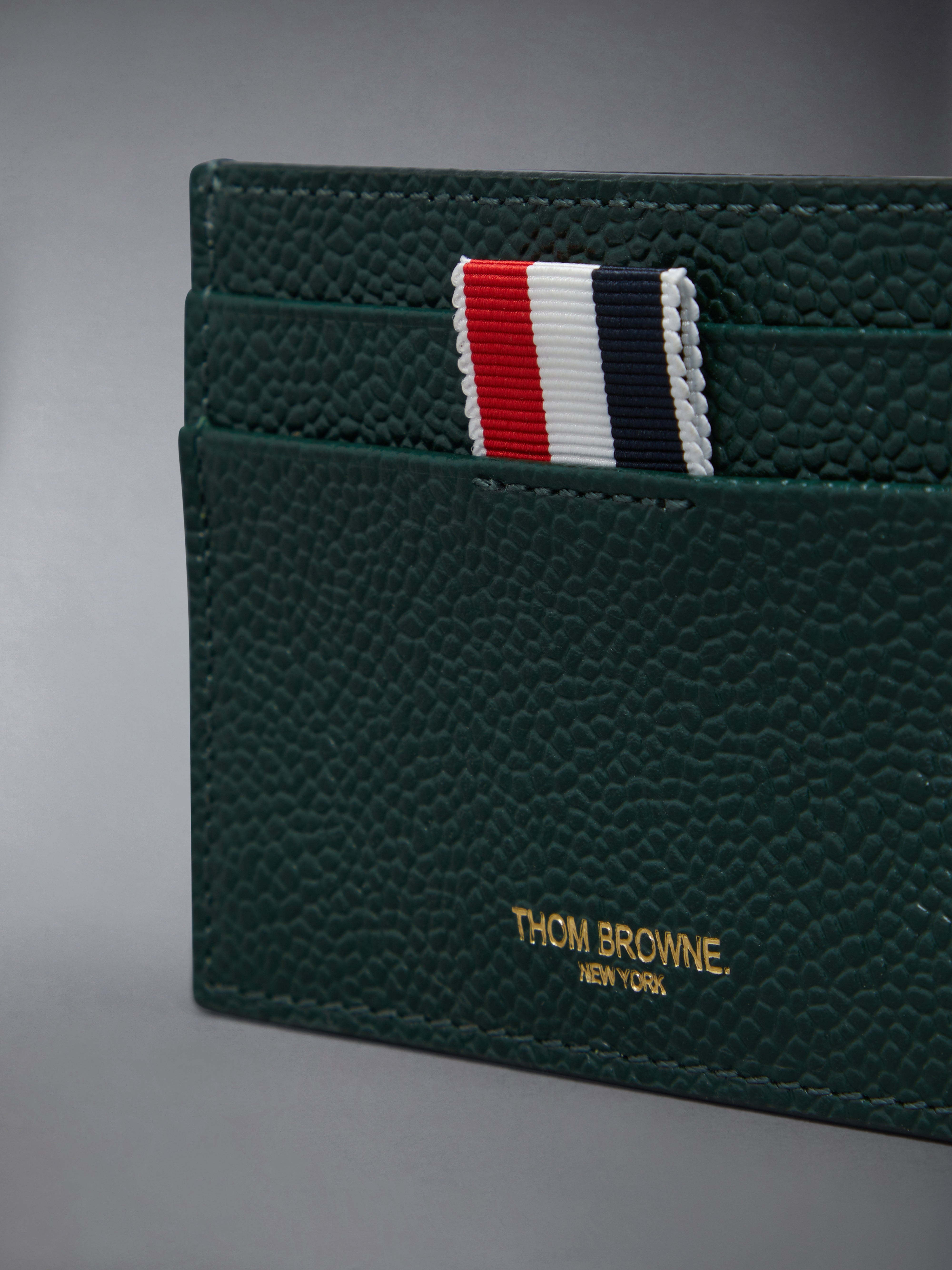 PEBBLE GRAIN LEATHER DOUBLE SIDED CARD HOLDER - 4