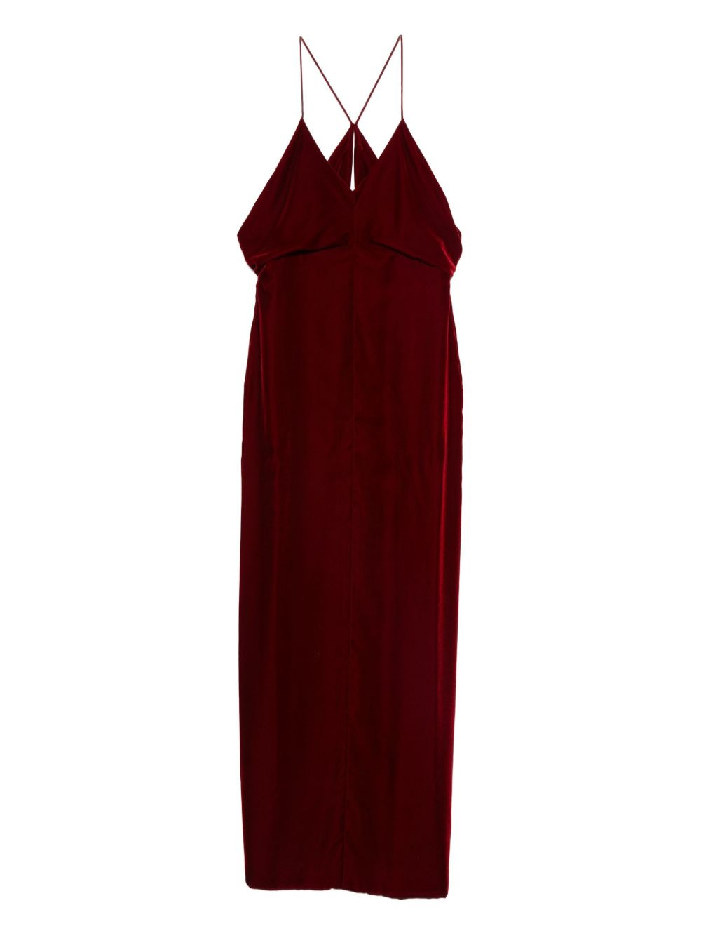 velvet v-neck maxi dress - 1