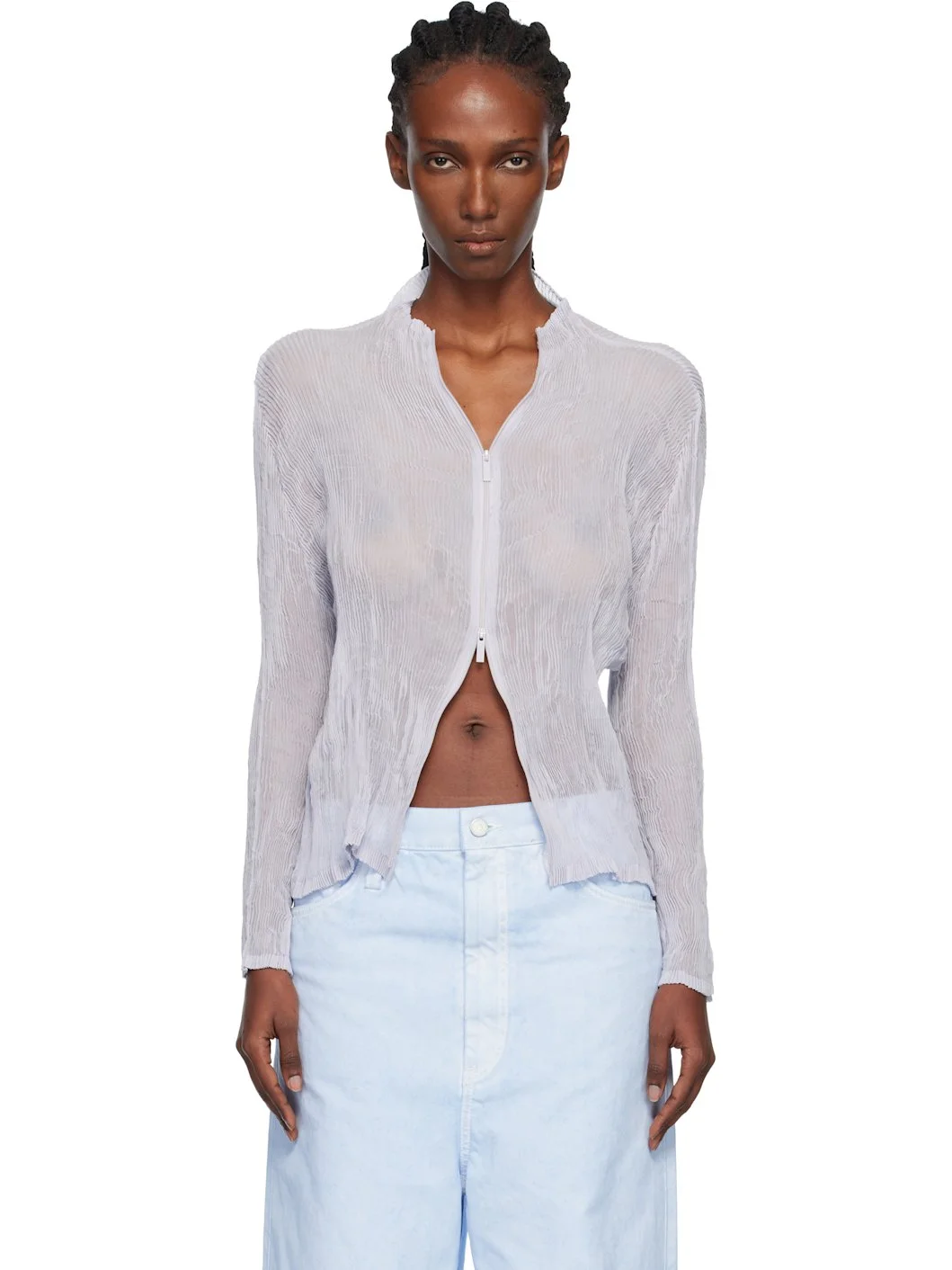 Purple Chiffon Twist Cardigan - 1