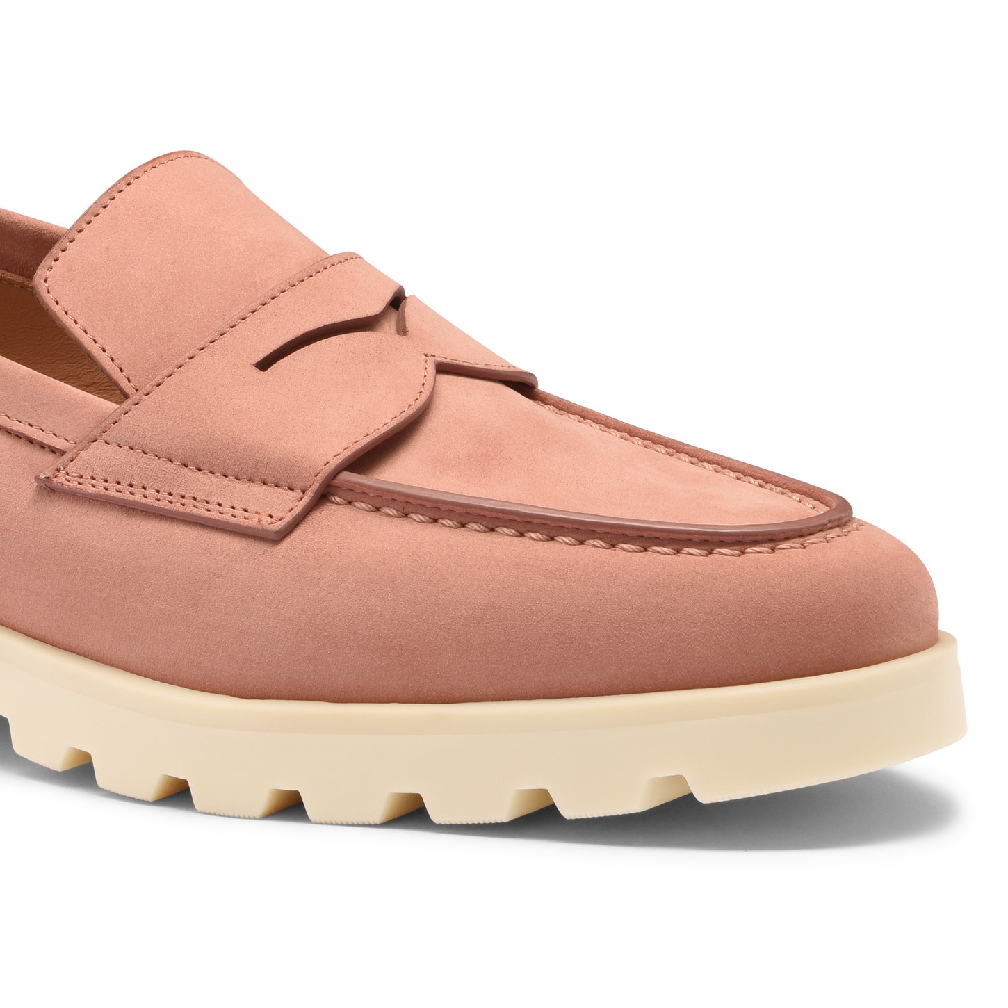 Women's pink nubuck penny loafer - 5