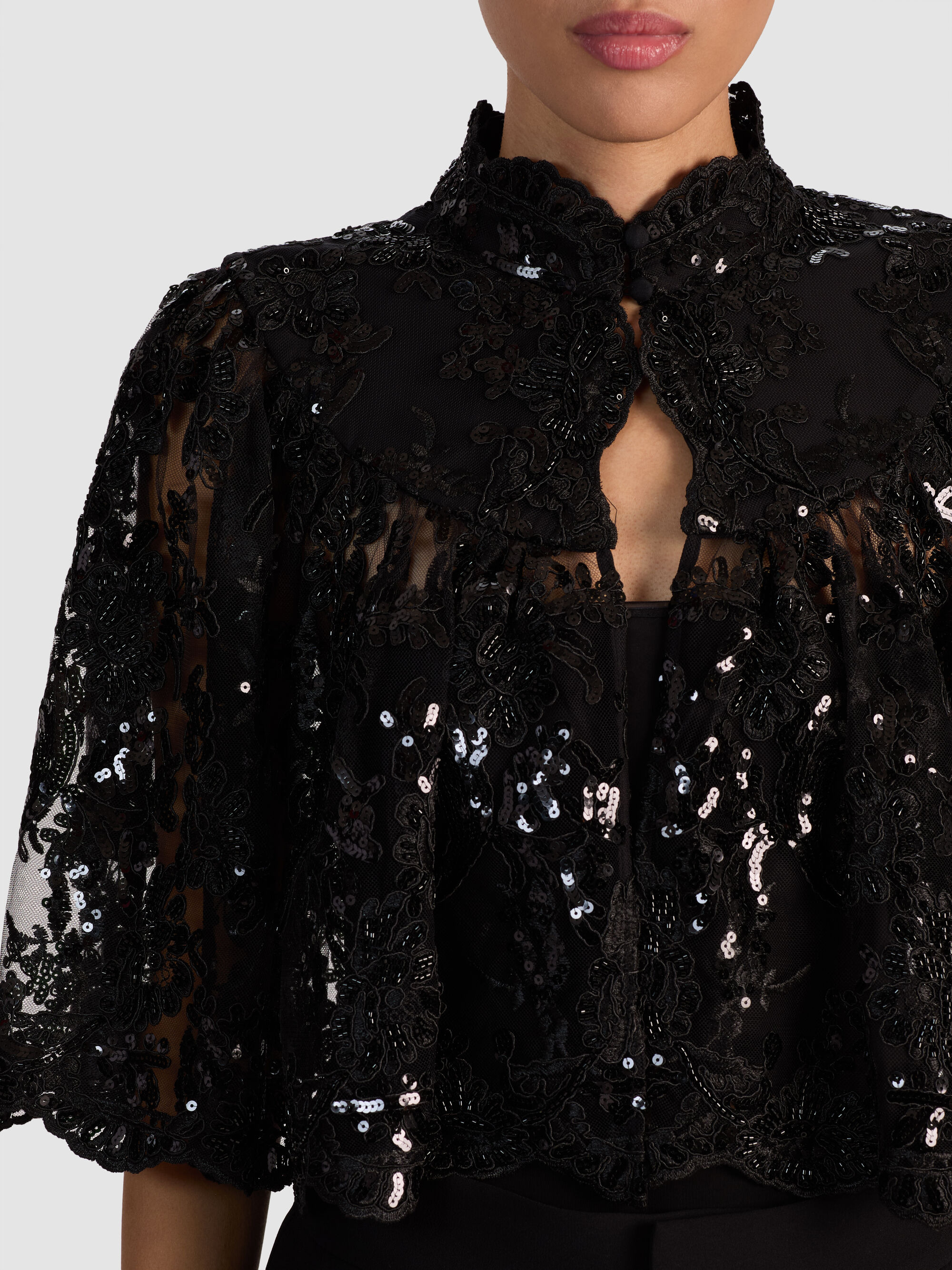 AURELIA EMBELLISHED LACE CAPELET - 5