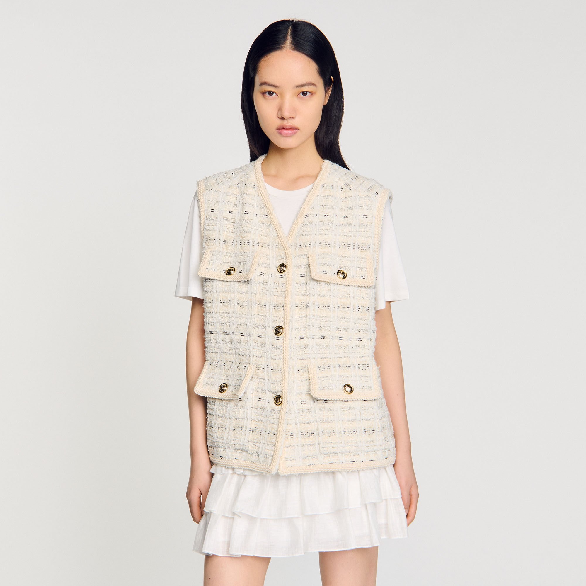 SLEEVELESS TWEED JACKET - 4