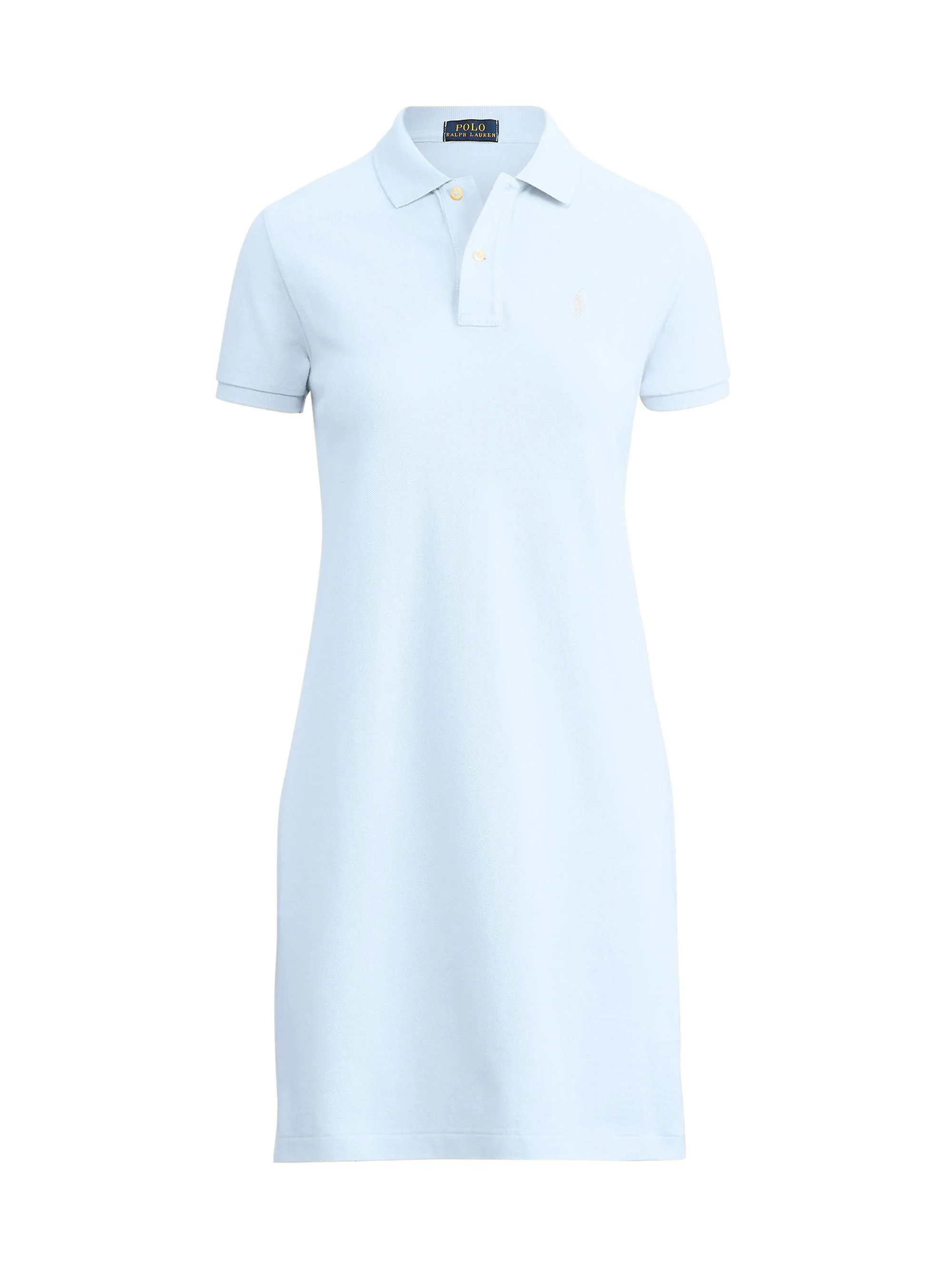 Women's Cotton Mesh Short-Sleeve Polo Dress - Office Blue - 1