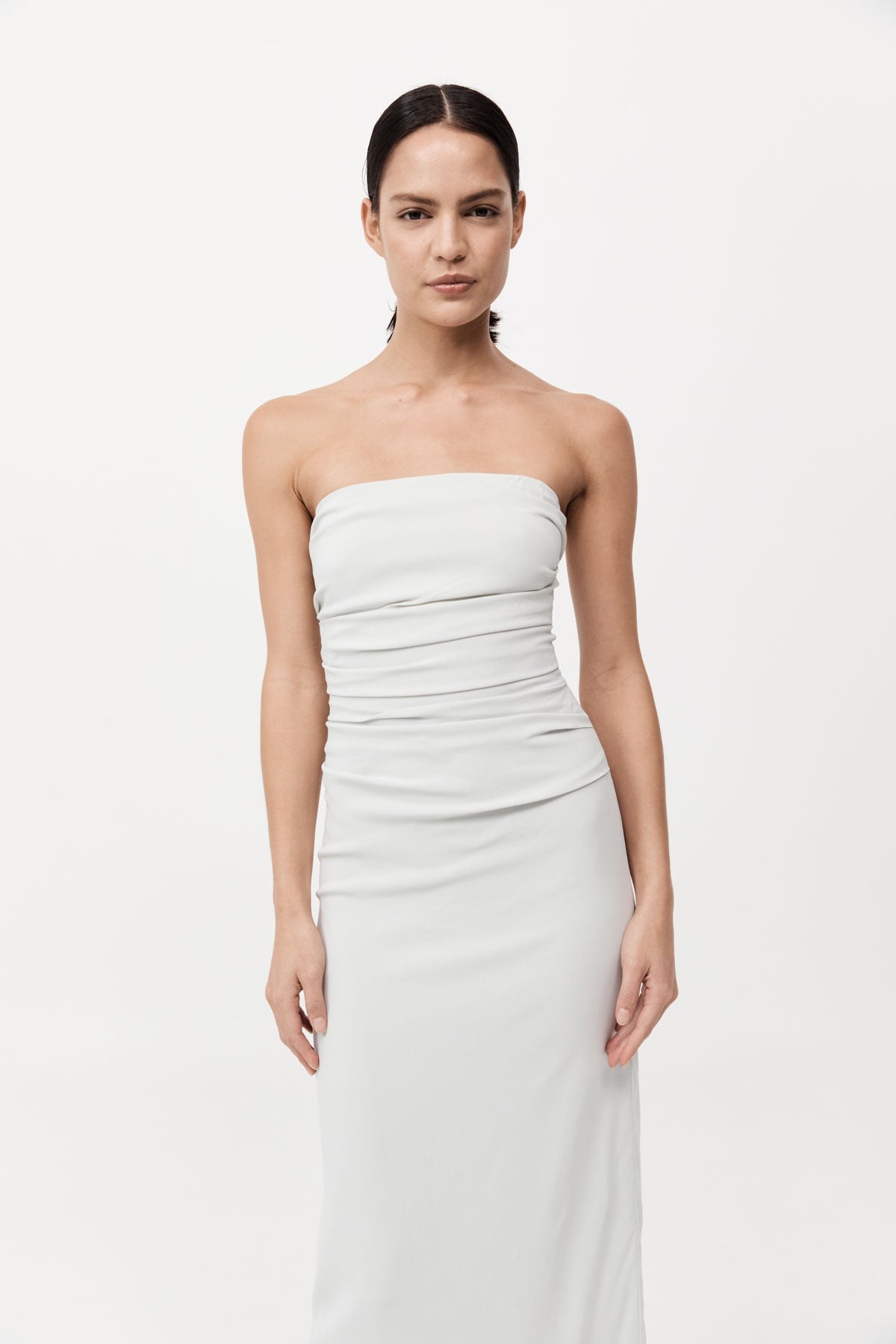 Strapless Tie Back Dress - Silver - 3