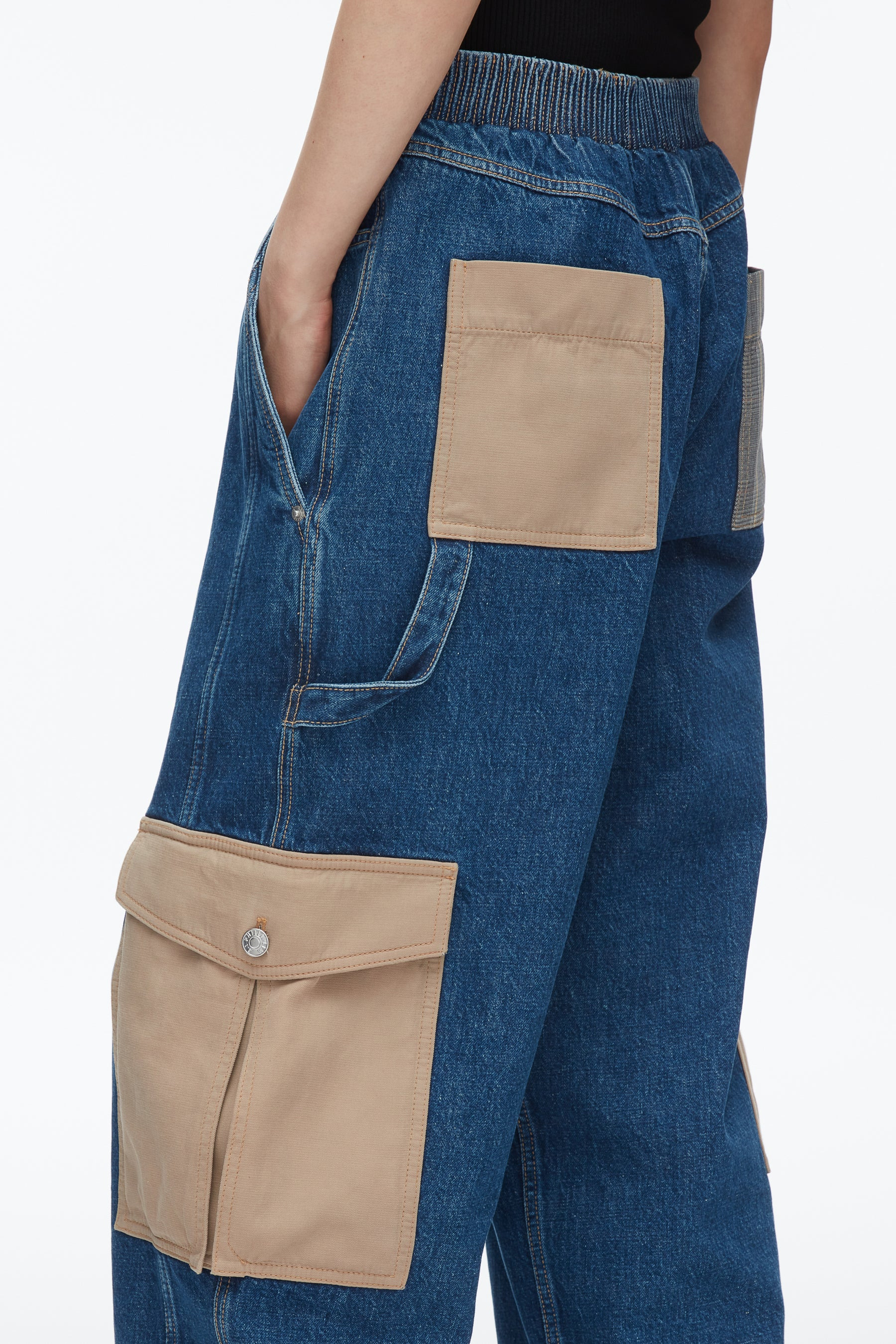 Patchwork Denim Pull On Pants - 6