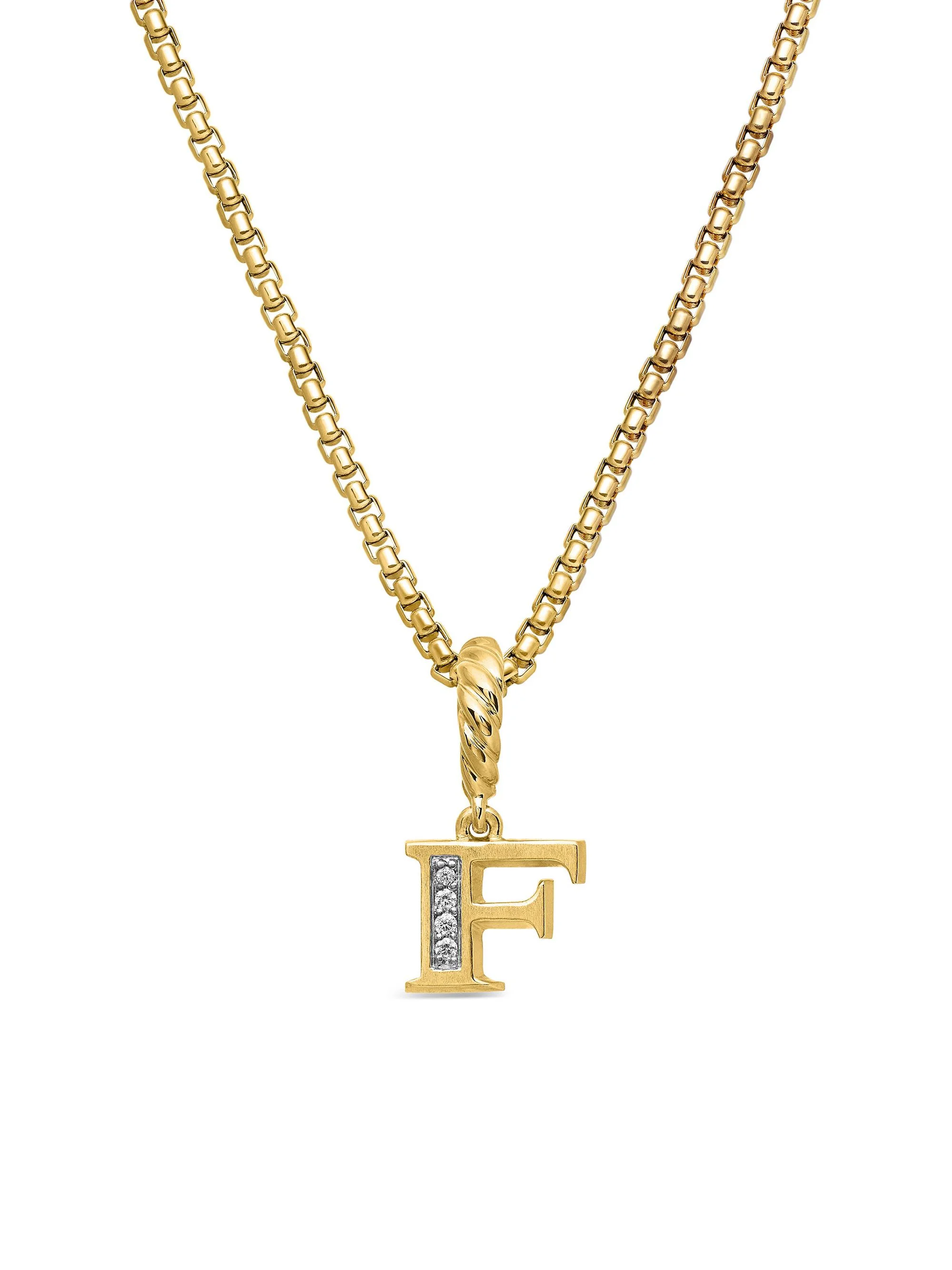 Women's Pavé Initial Pendant in 18K Yellow Gold - Initial F - 1