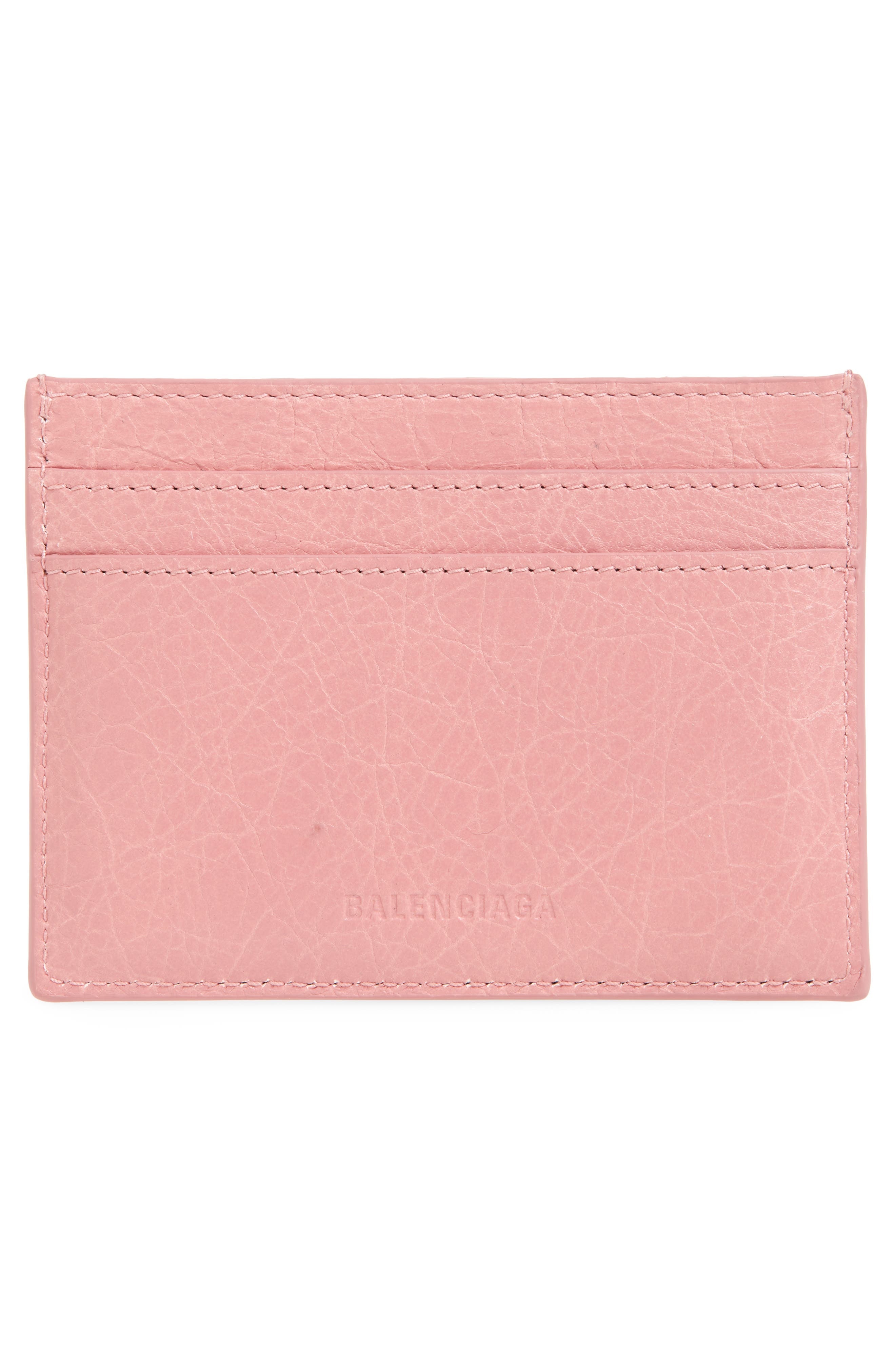 Balenciaga Le City Charm Crackled Leather Card Case in 5826 Vintage Pink at Nordstrom - 3