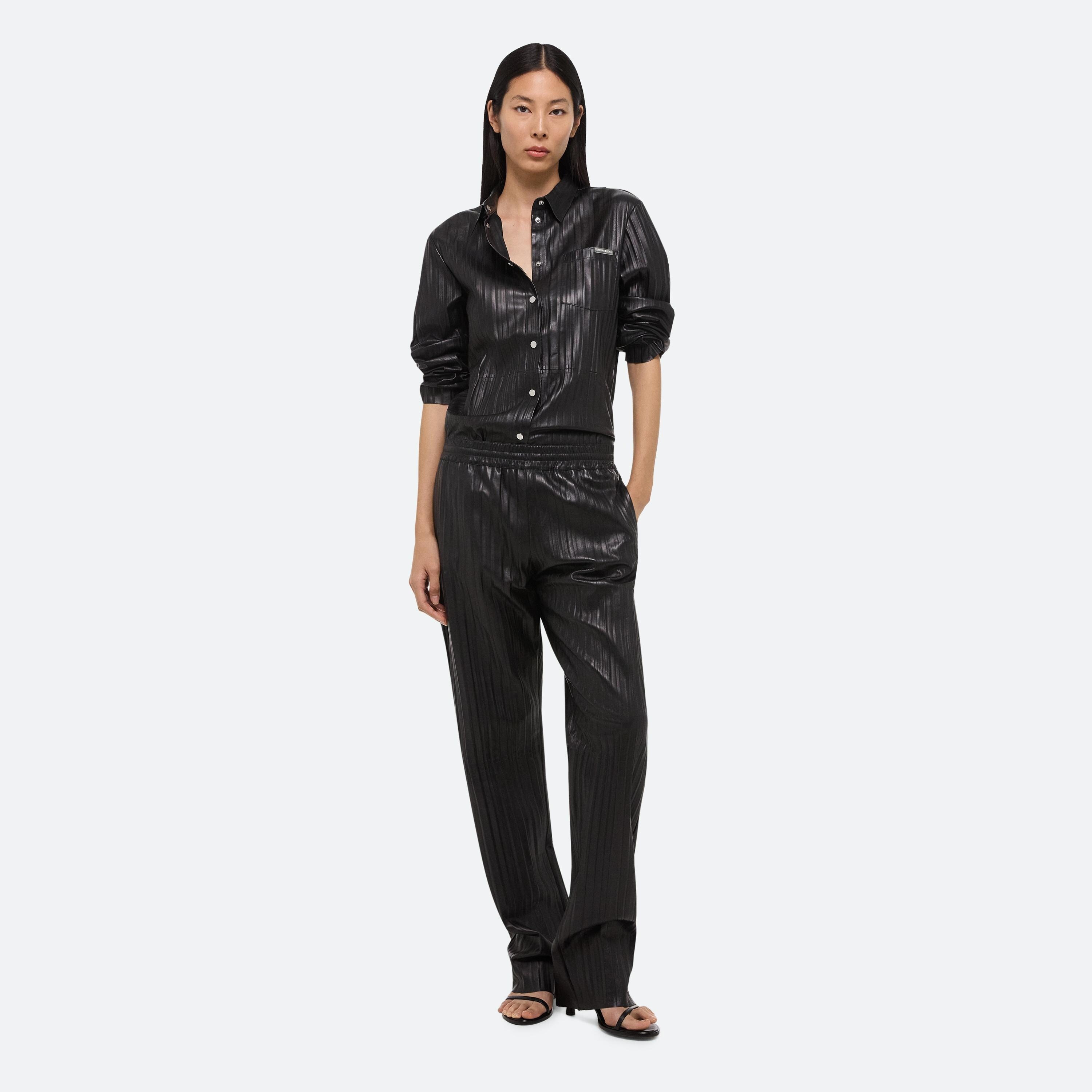 PLEATED LEATHER CLASSIC SHIRT - 2