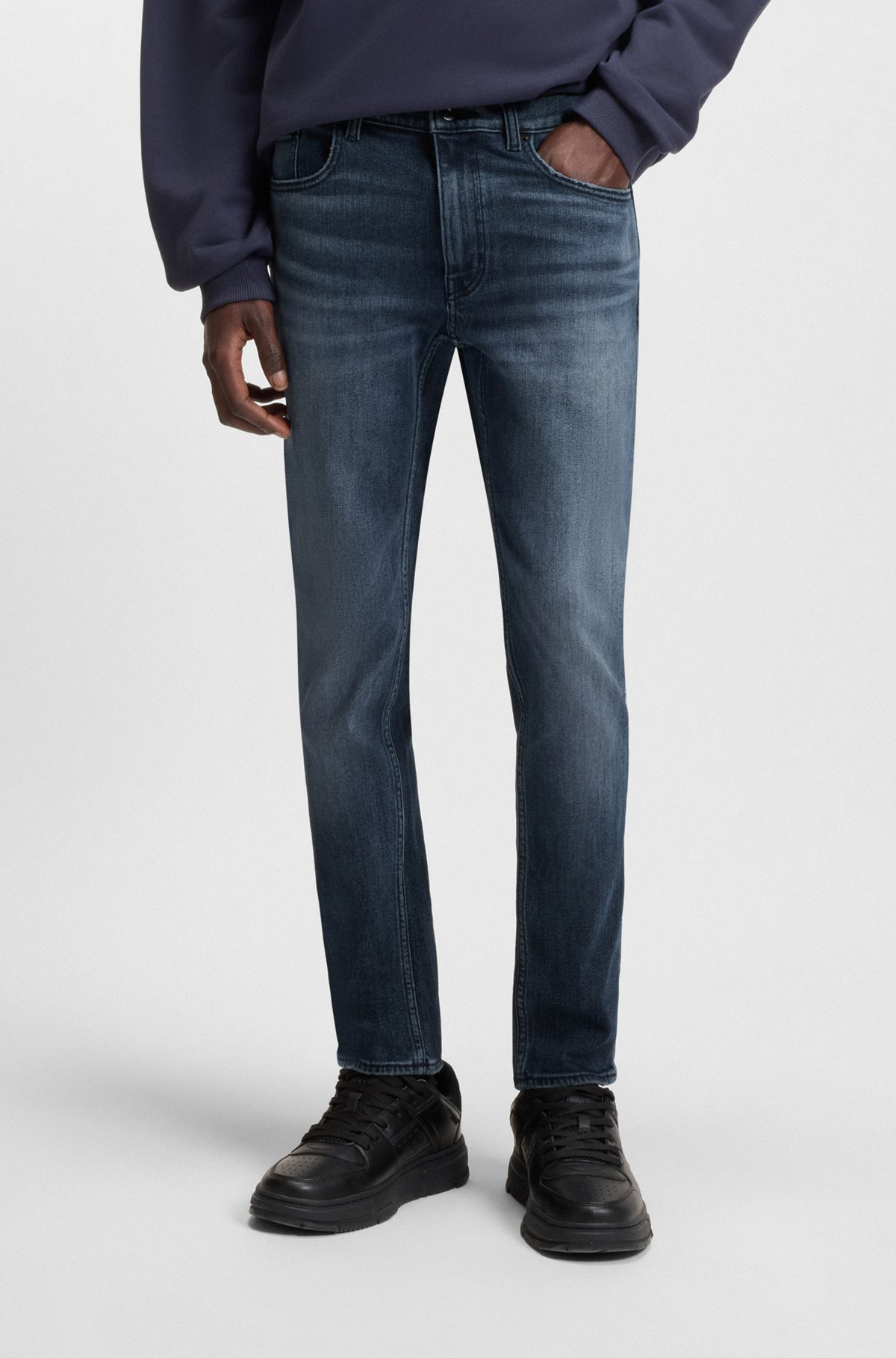 EXTRA-SLIM-FIT JEANS IN MID-BLUE STRETCH DENIM - 2
