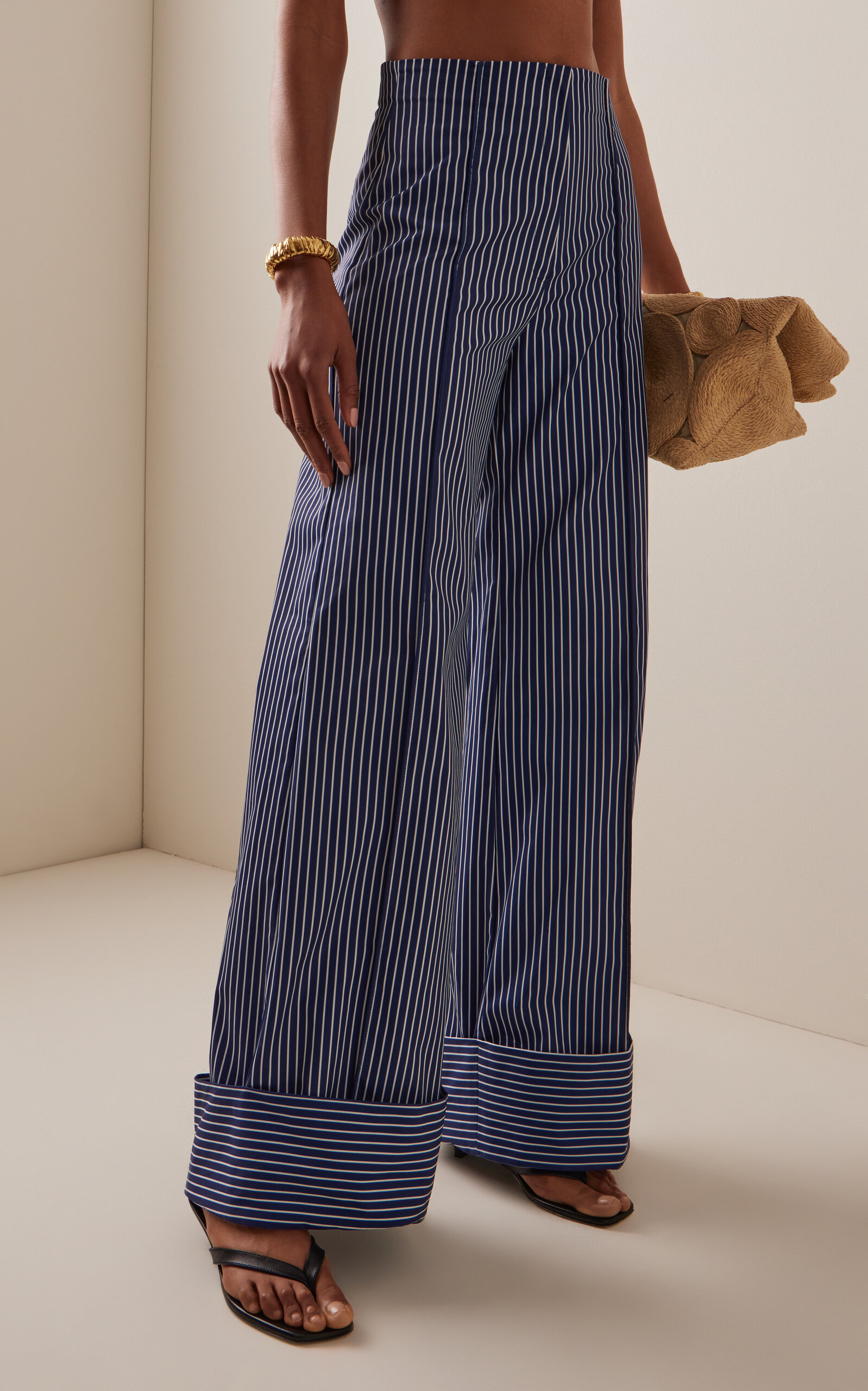 Refugios Cotton Twill Wide-Leg Pants navy - 3