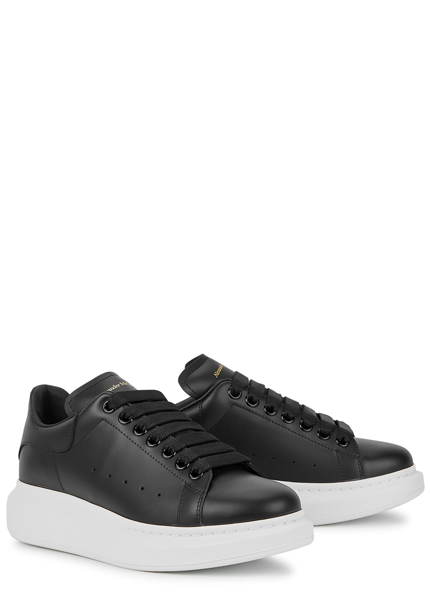Oversized black leather sneakers - 2