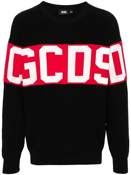 Cotton sweater with knitted logo - 1