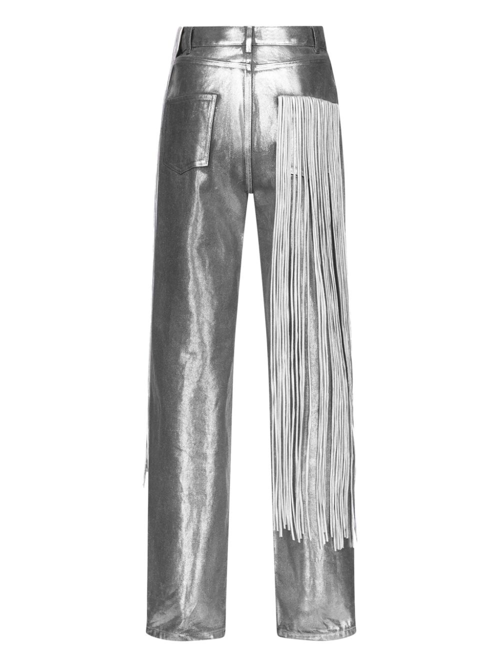 metallic fringed straight-leg jeans - 6