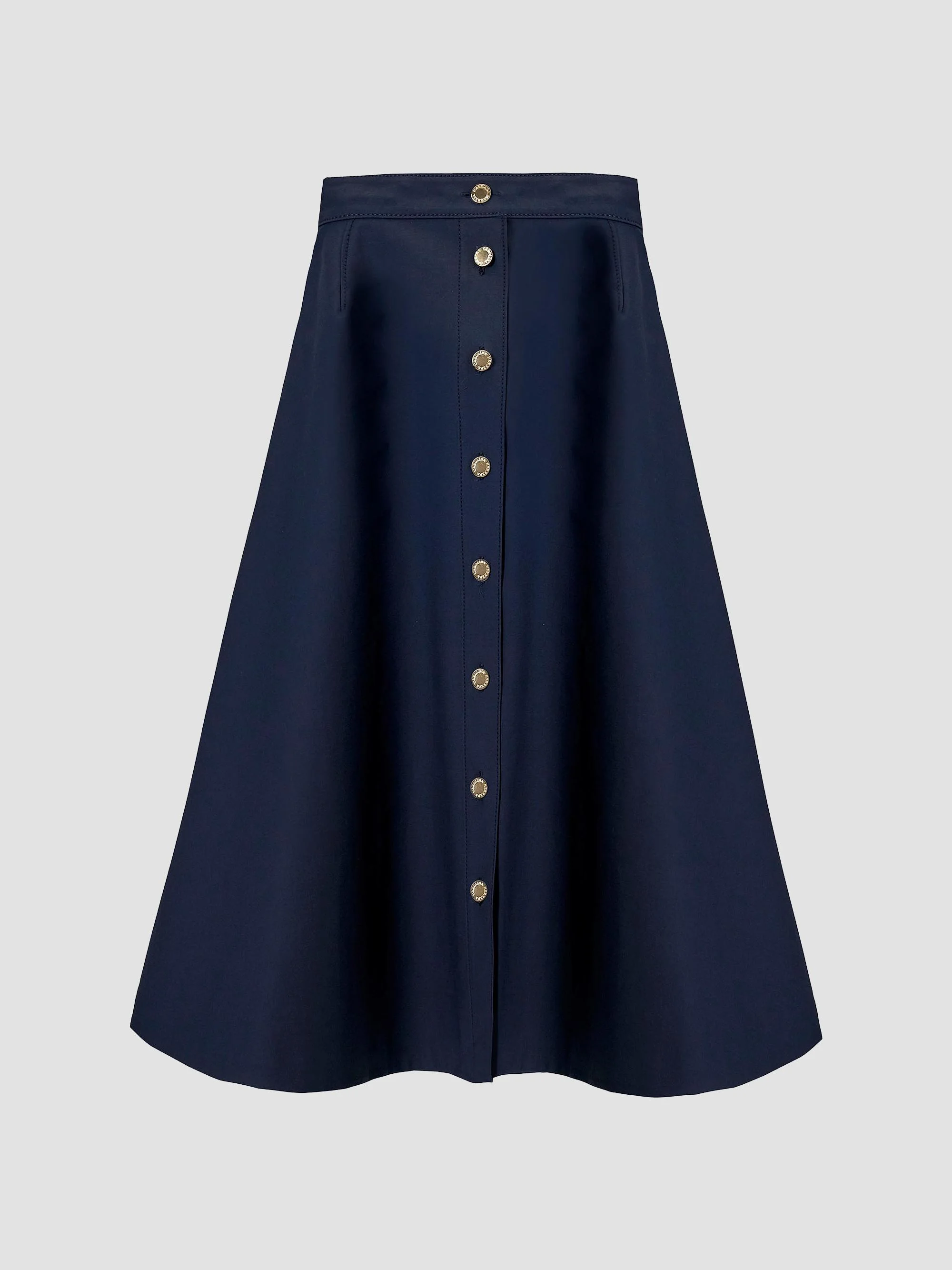 Women's Cabana Button-Front Stretch-Cotton Midi-Skirt - Midnight - 1