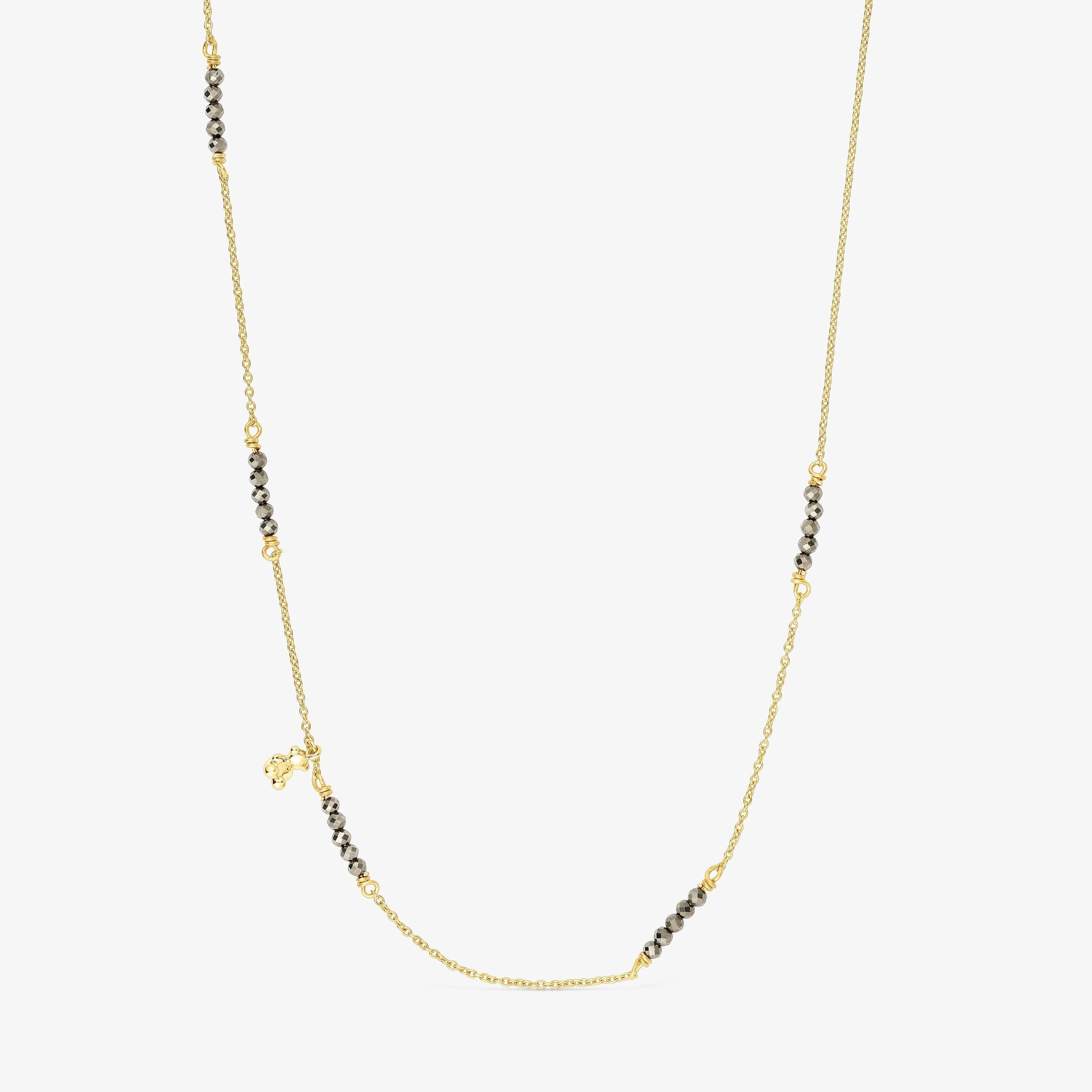 Silver vermeil Bold Bear Necklace with pyrite - 1