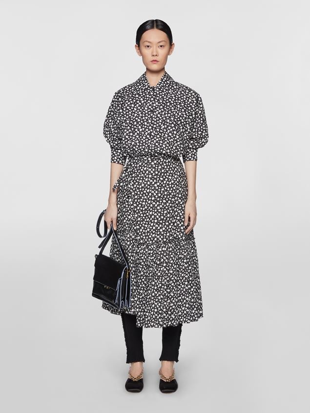 MICRO FLOWER PRINT COTTON POPLIN SKIRT - 2