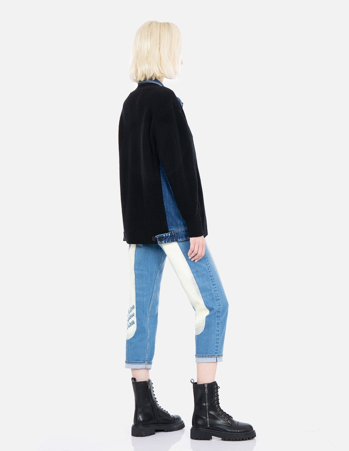 FABRIC BLOCKING DENIM SHIRT JACKET - 4