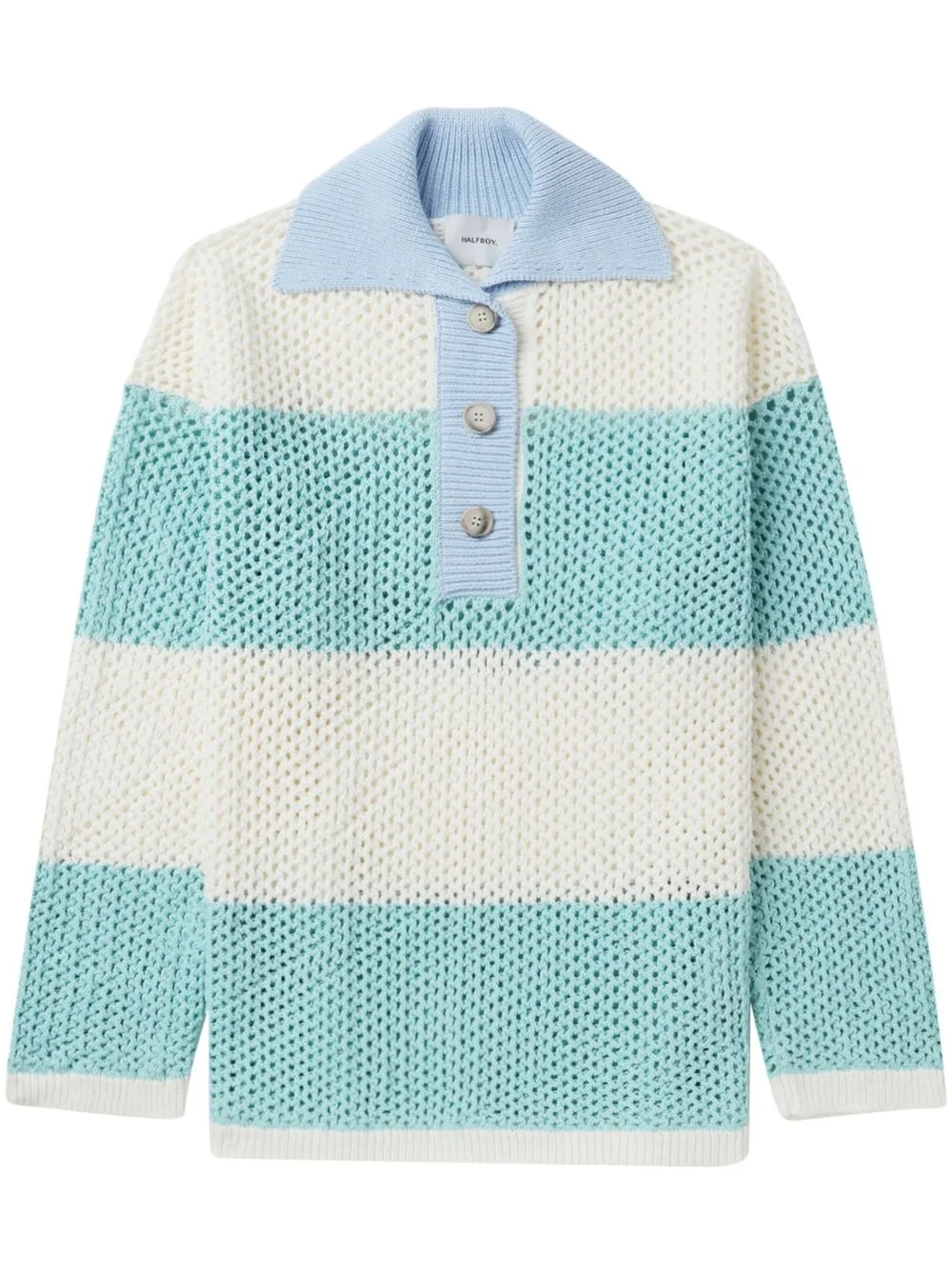 three-tone cotton polo collar - 1