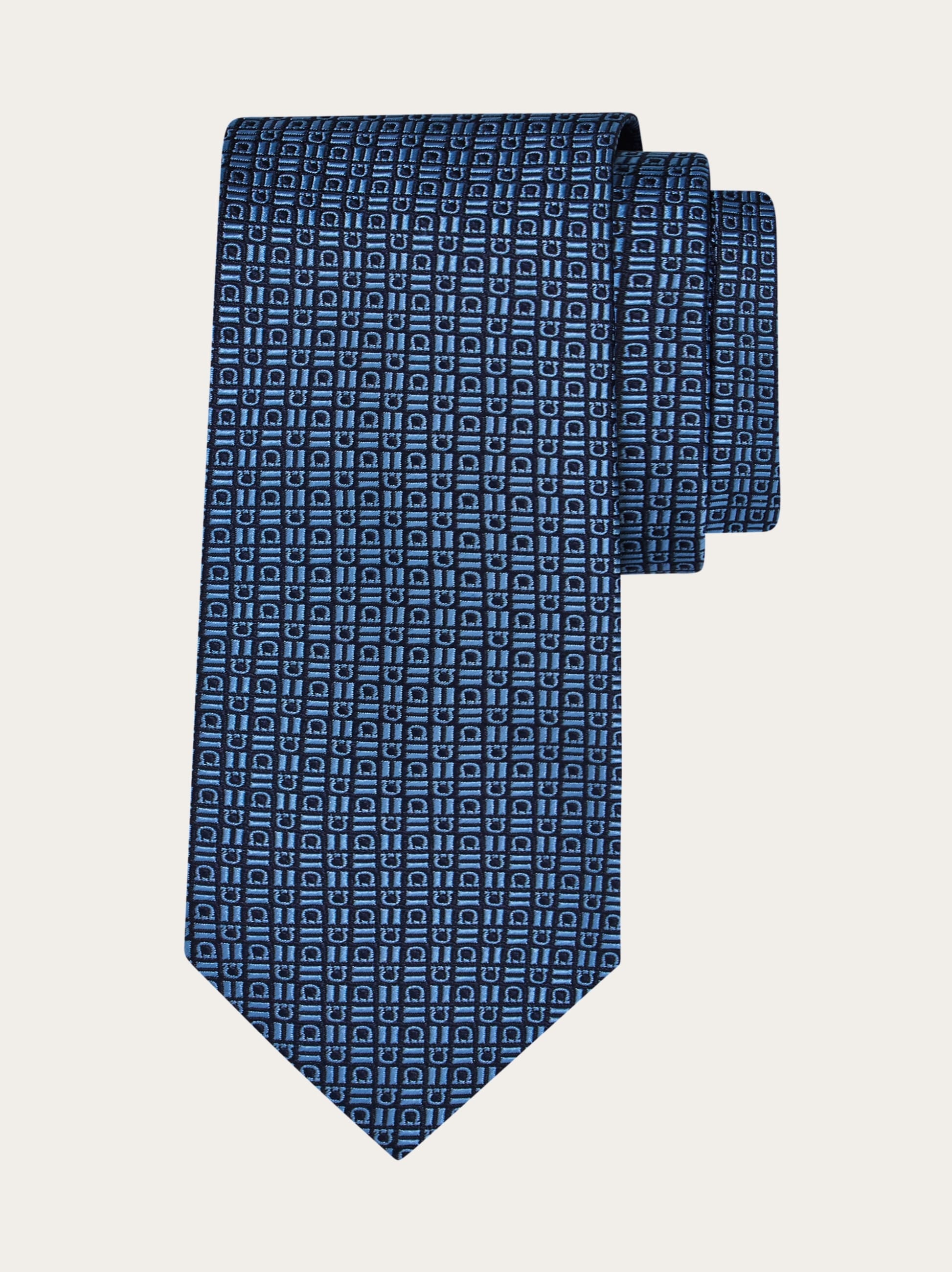 Gancini motif jacquard tie - 1