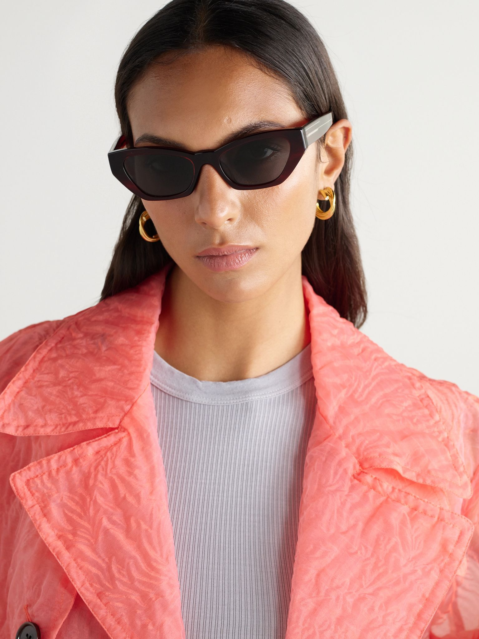 + Khaite 1961c cat-eye acetate sunglasses Burgundy - 2