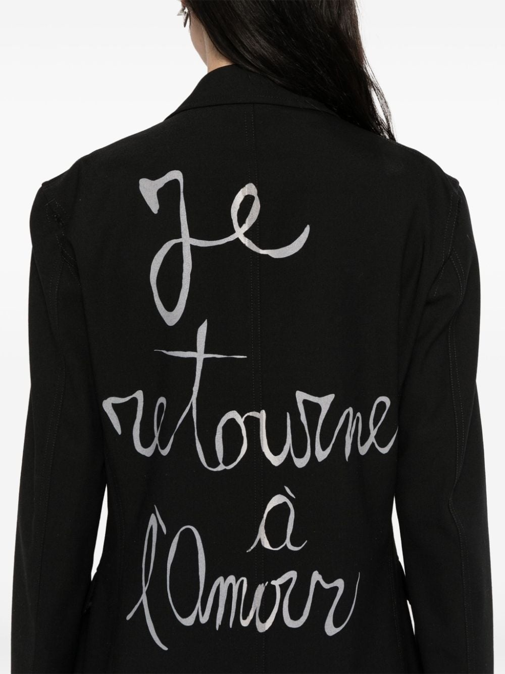 lettering-print single-breasted blazer - 5