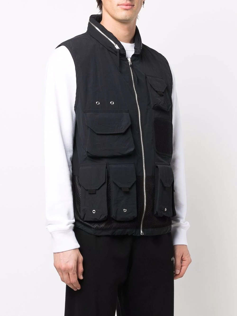 mesh-panel gilet jacket - 3