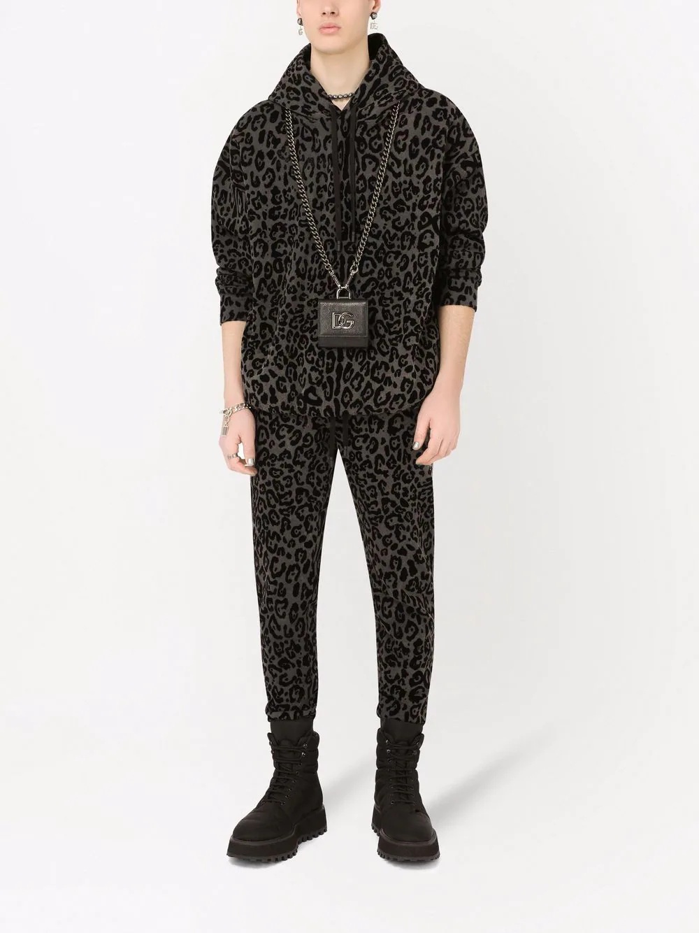 leopard print drawstring hoodie - 2
