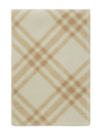 Burberry logo-patch checked wool scarf outlook