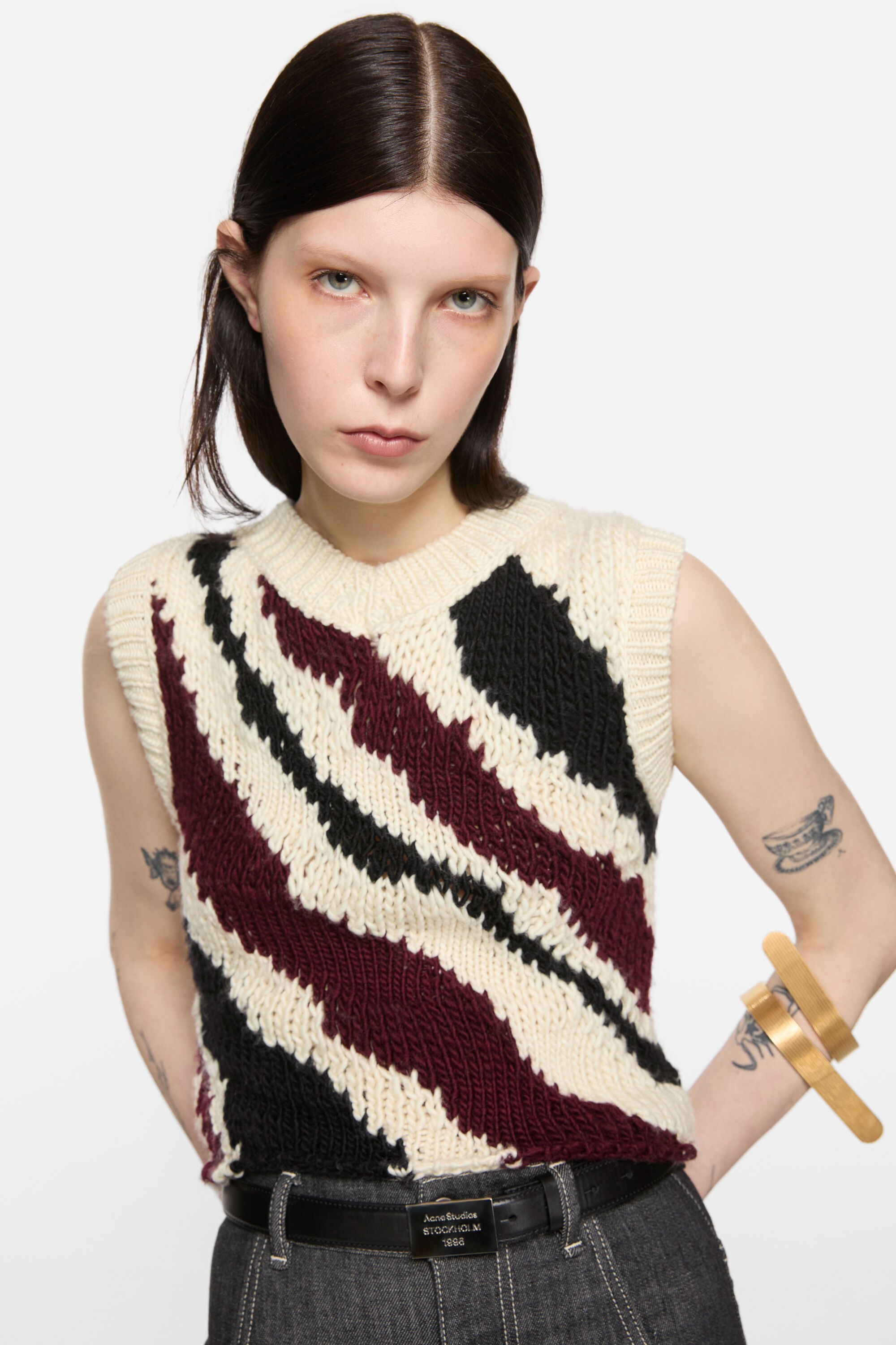 Fitted wool vest - White Multicolor - 4