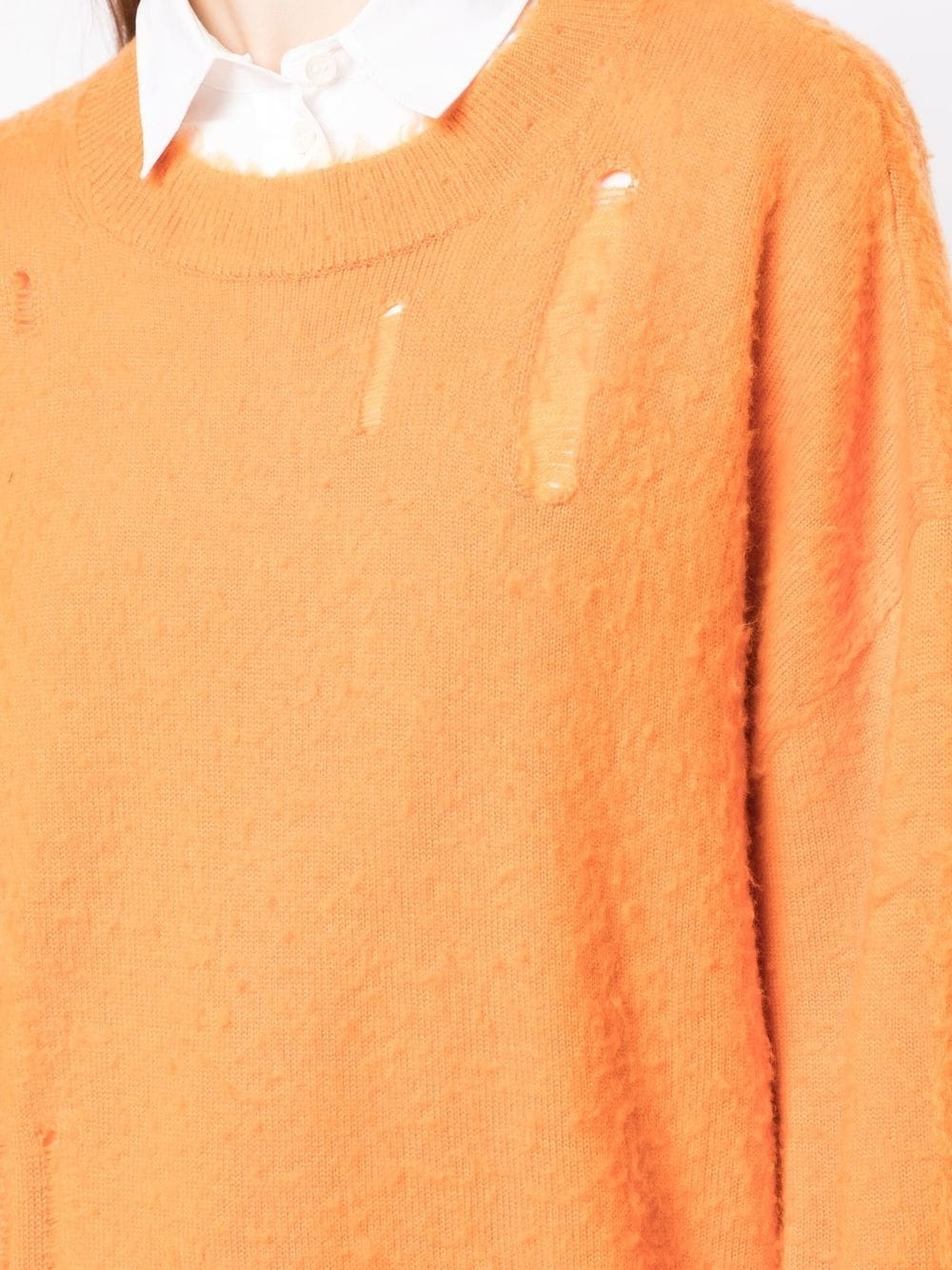 distressed crew-neck jumper - 5