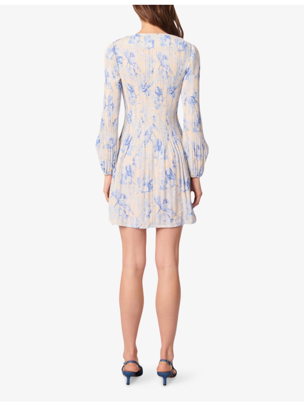 Floral-Print Long-Sleeve Pleated Woven Mini Dress - 4