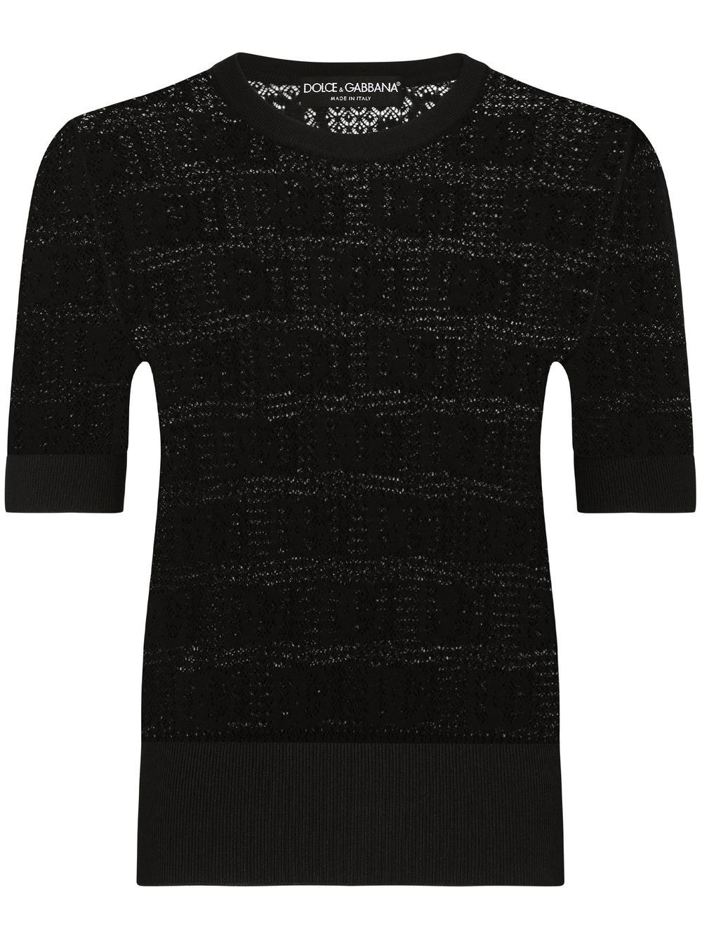 DG logo jacquard lace-stitch sweater - 1