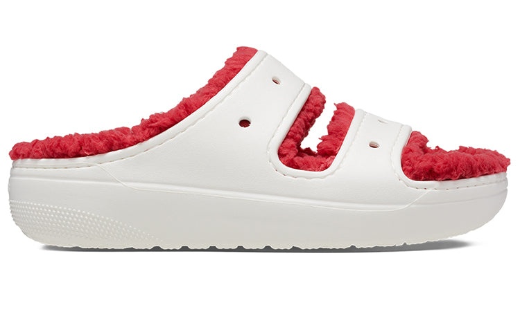 (WMNS) Crocs Classic Cozzzy Holiday Sweater Sandal 'White Red' 209227-90H - 3