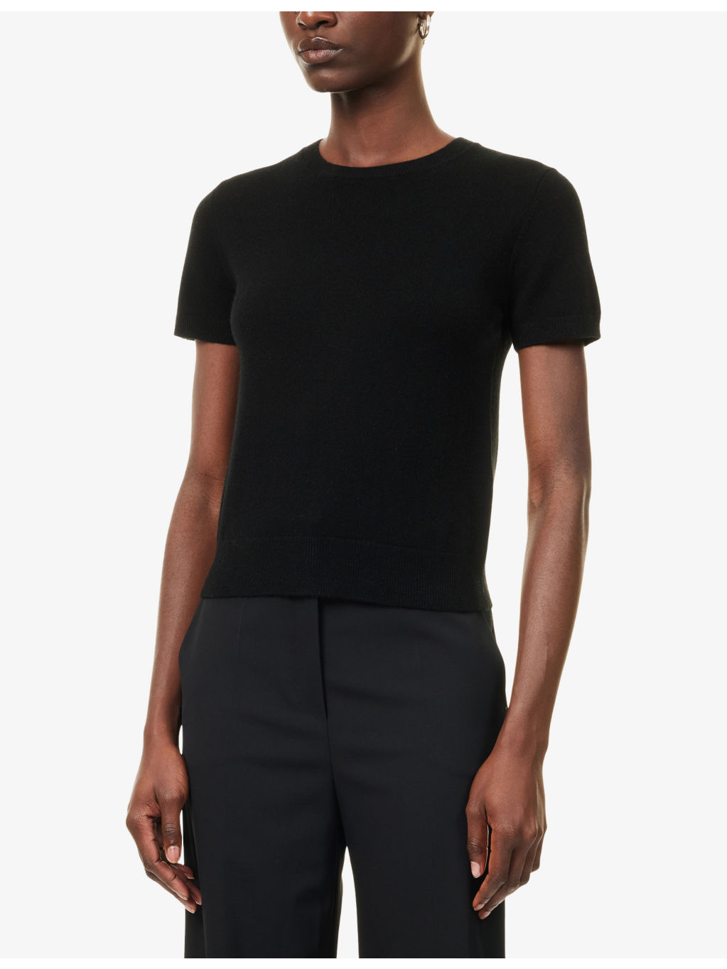 Short-Sleeves Round-Neck Stretch-Wool Blend T-Shirt - 3