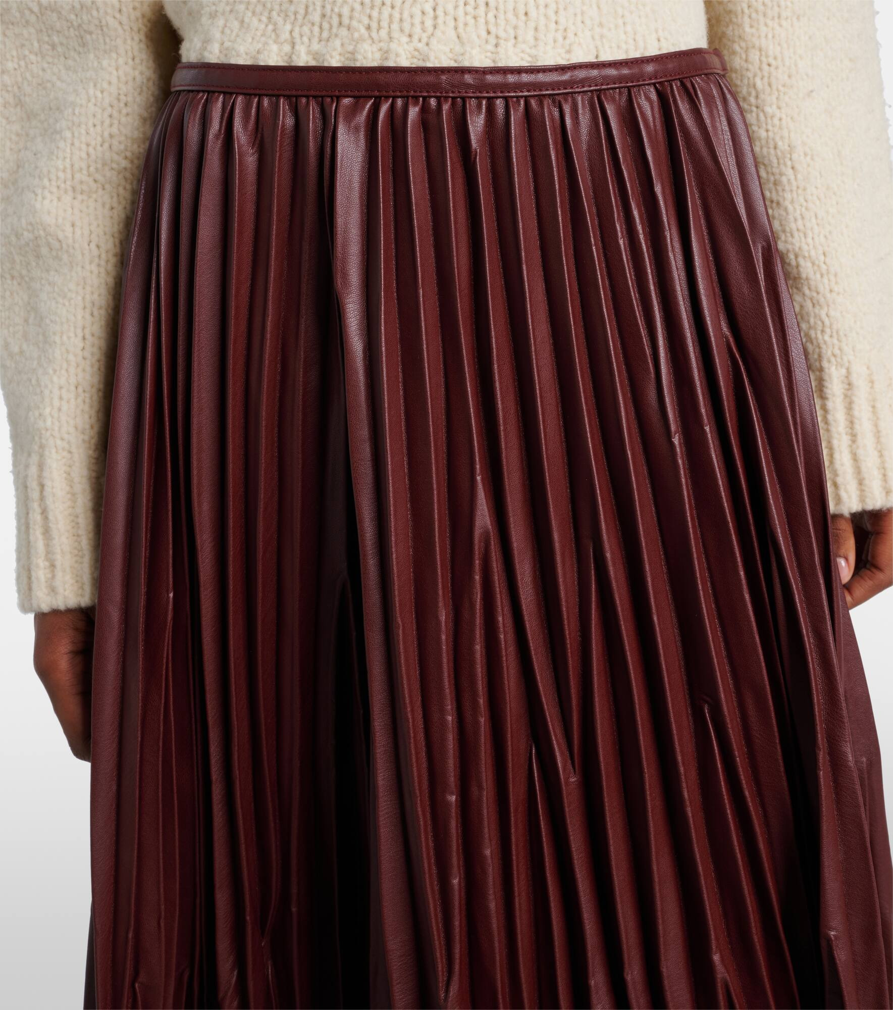 Rosalyn plissé faux leather midi skirt - 4