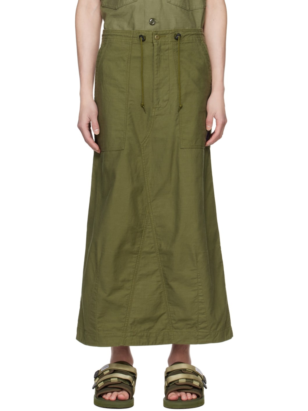 Khaki Fatigue Midi Skirt - 1