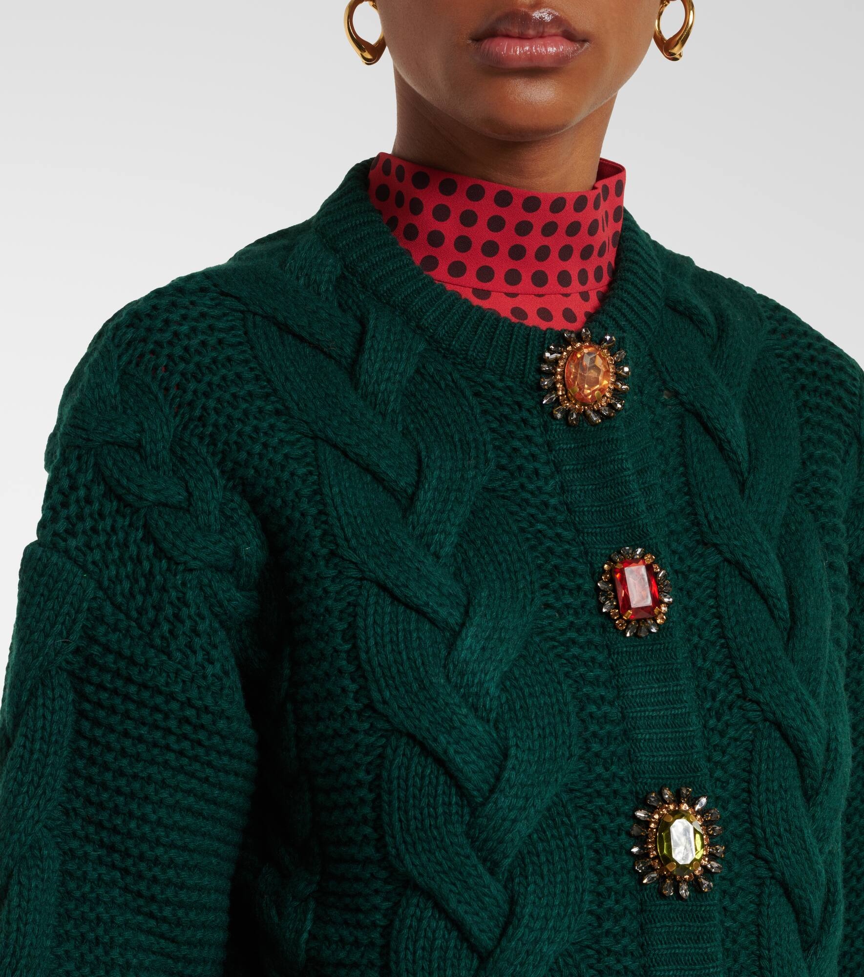 Portrait cable-knit cardigan - 4