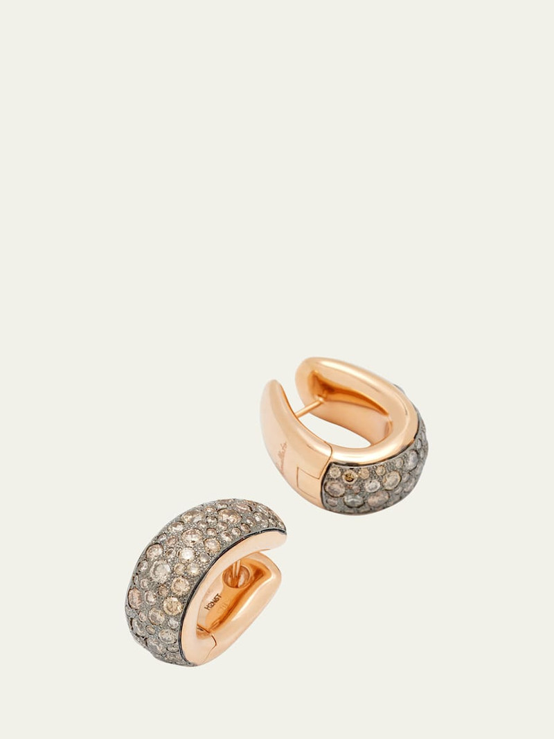 Pomellato Iconica 18k Rose Gold Brown Diamond Huggie Earrings outlook