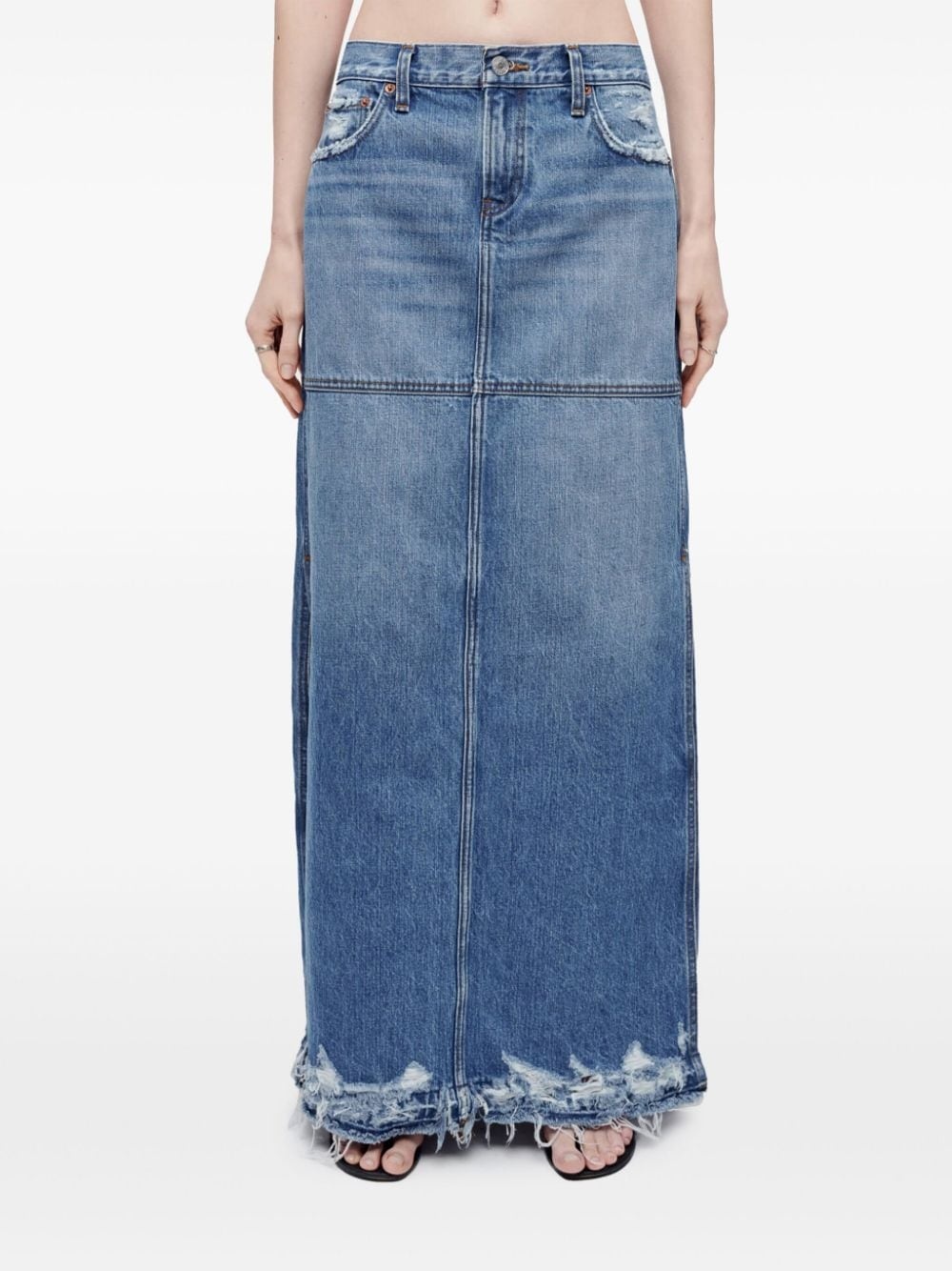 split mid-rise denim skirt - 3