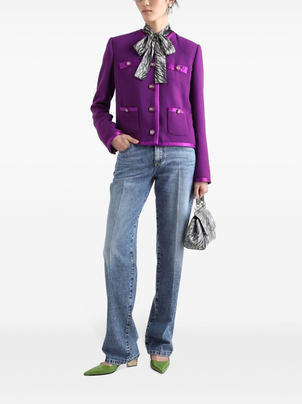 satin-trim blazer - 2