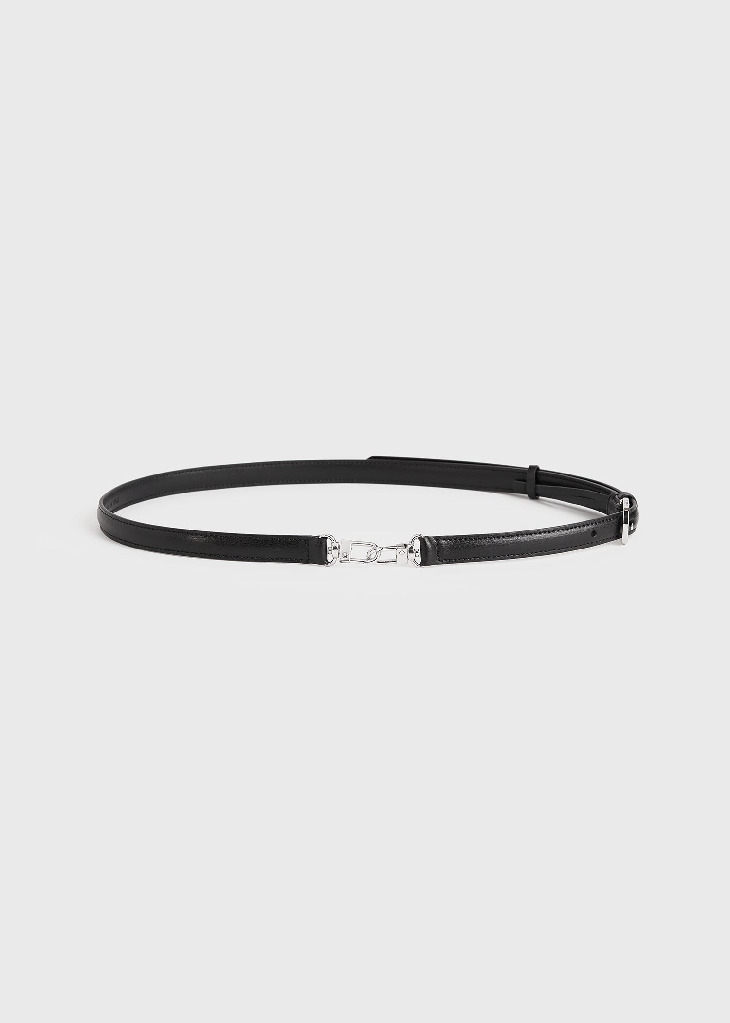 Double clasp leather belt black - 3
