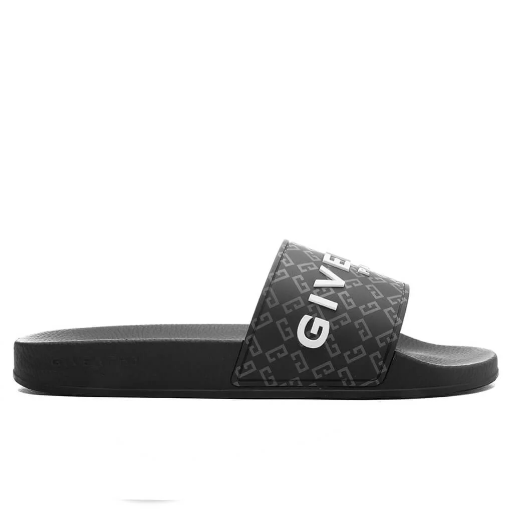 SLIDE FLAT SANDALS - BLACK - 1