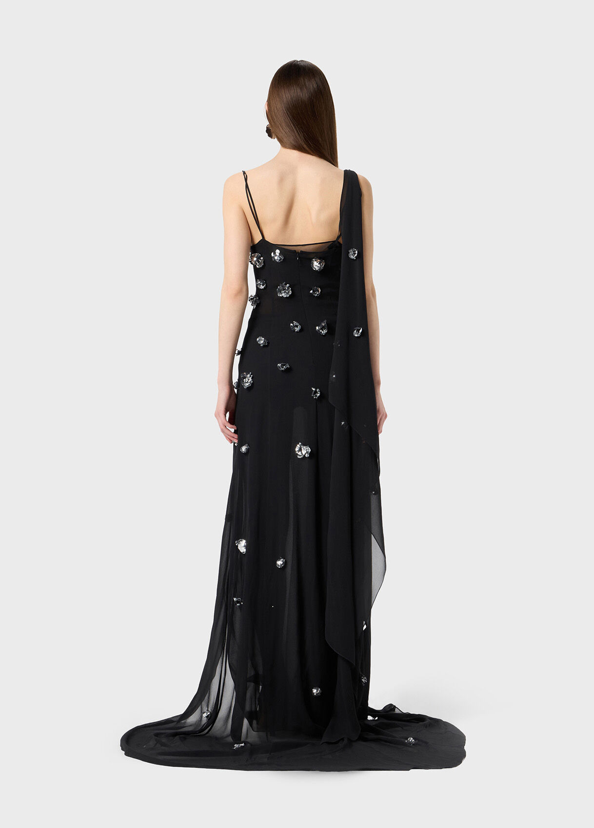 LONG GEORGETTE DRESS WITH EMBROIDERY - 3