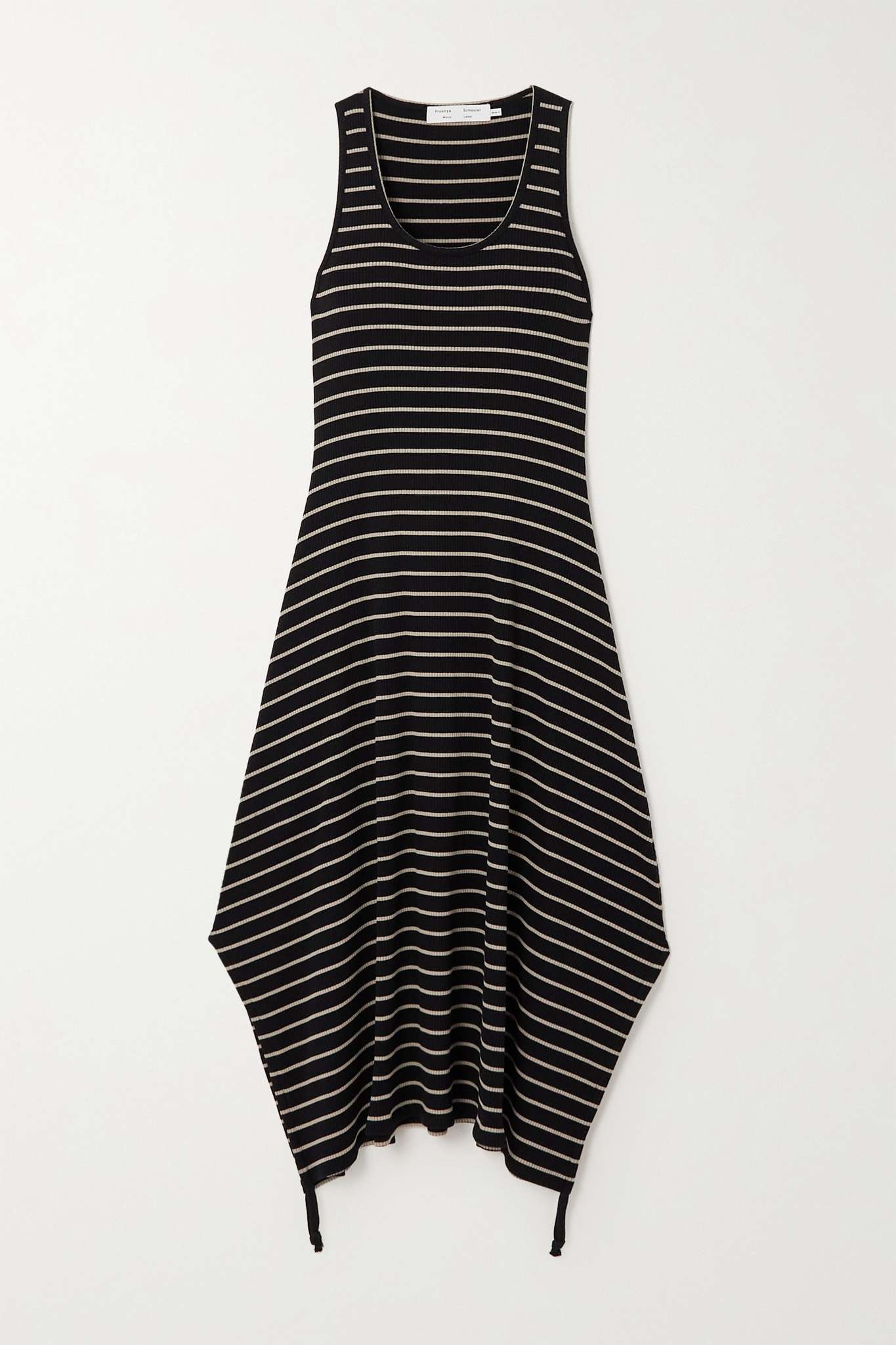 Striped ribbed cotton-blend jersey midi dress - 1