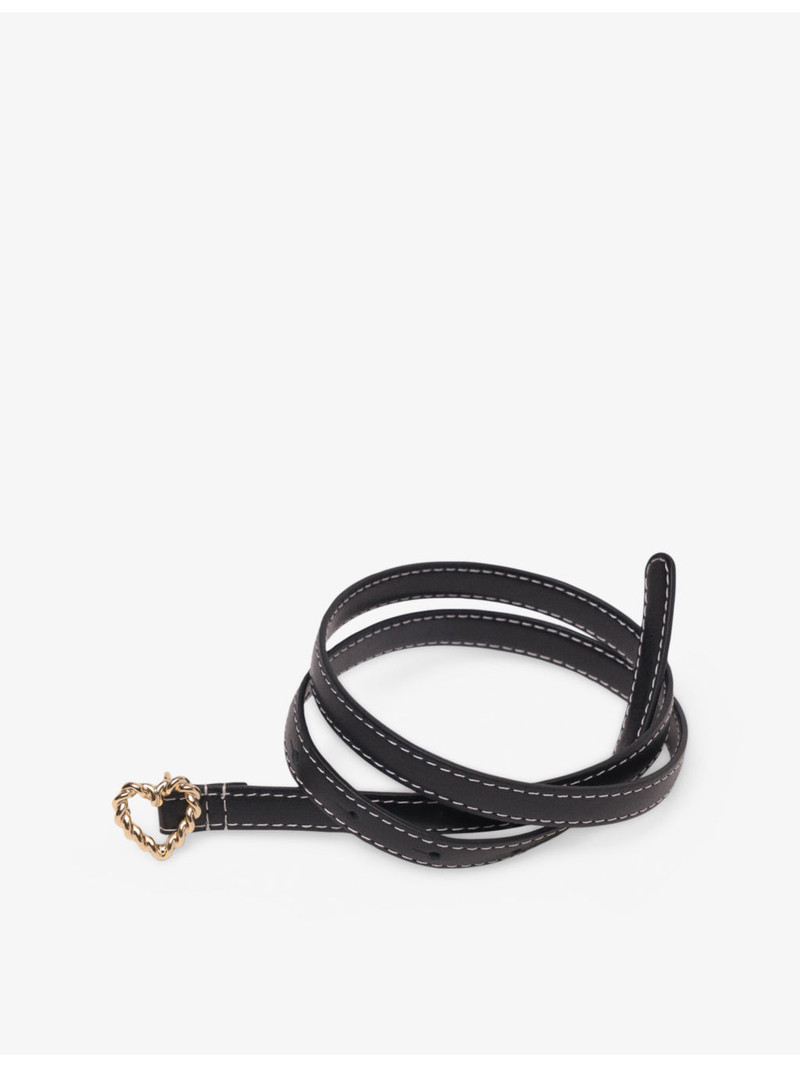maje Heart-Embellished Slim Leather Belt outlook