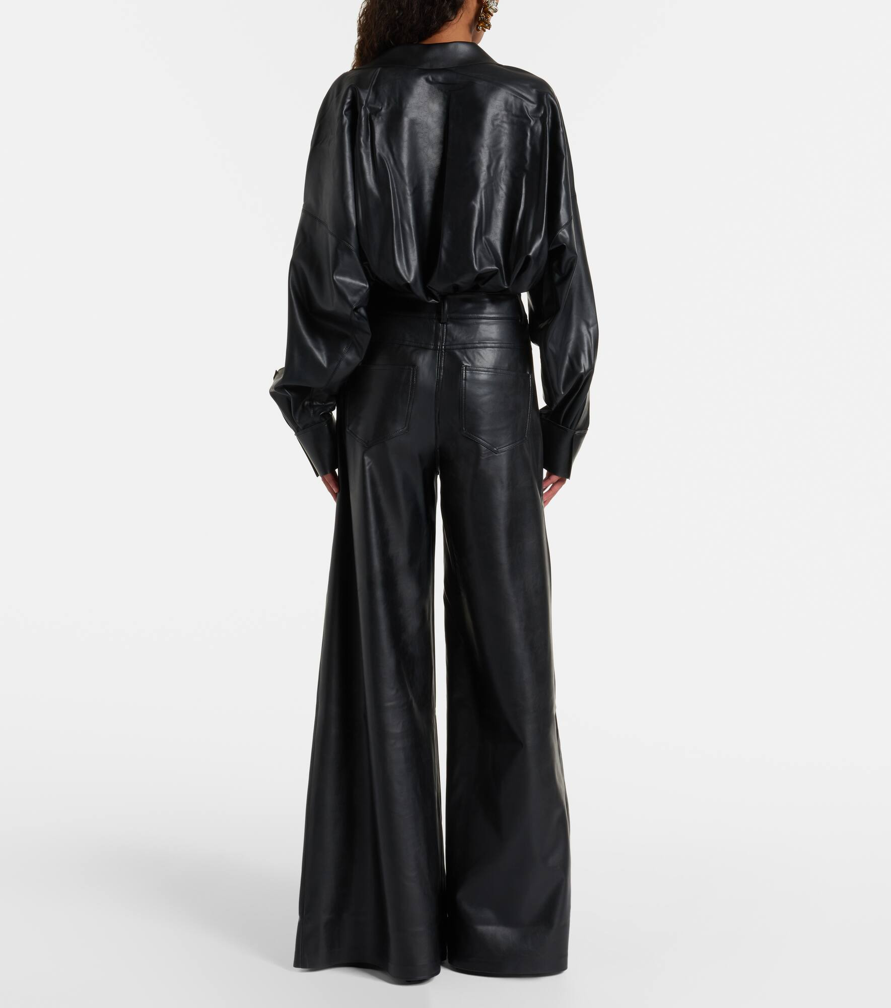 Elephant faux leather wide-leg pants - 3