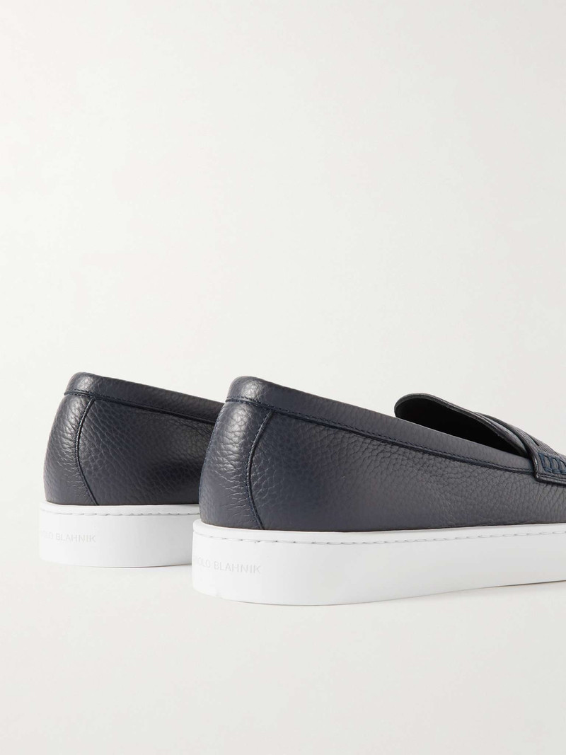 Ellis Textured-Leather Slip-On Sneakers 5